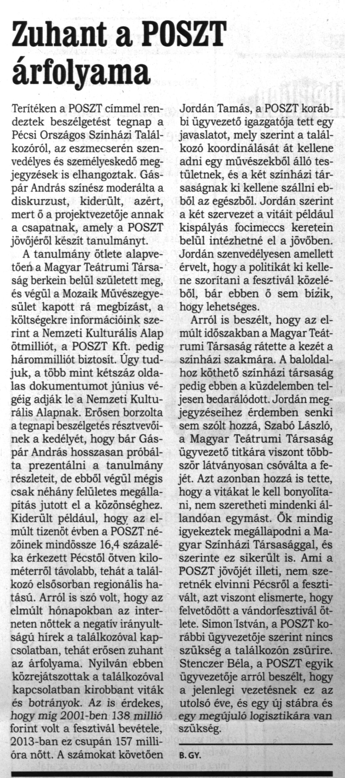 Zuhan a POSZT árfolyama