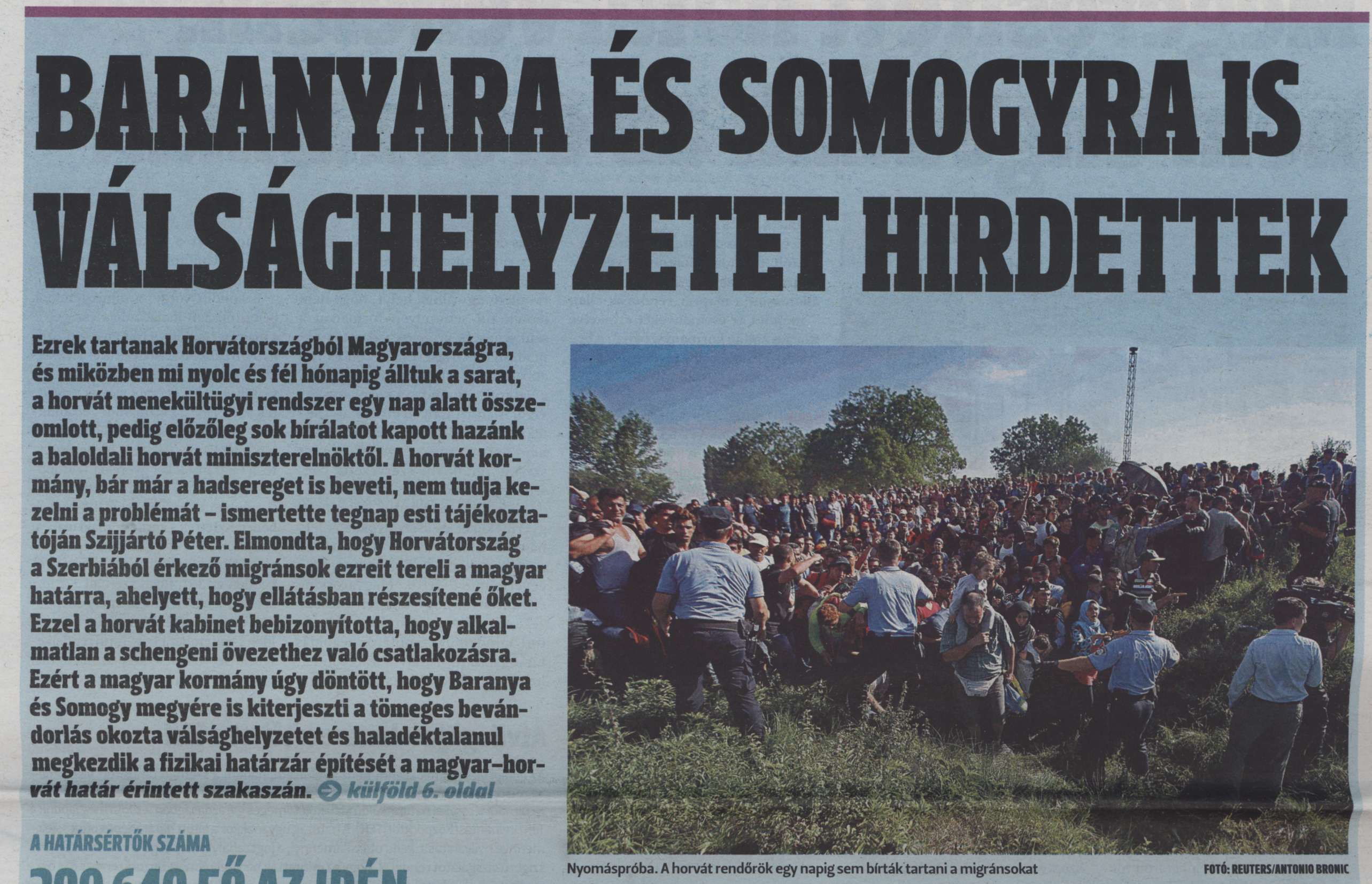 Baranyára és Somogyra is válsághelyzetet hirdettek