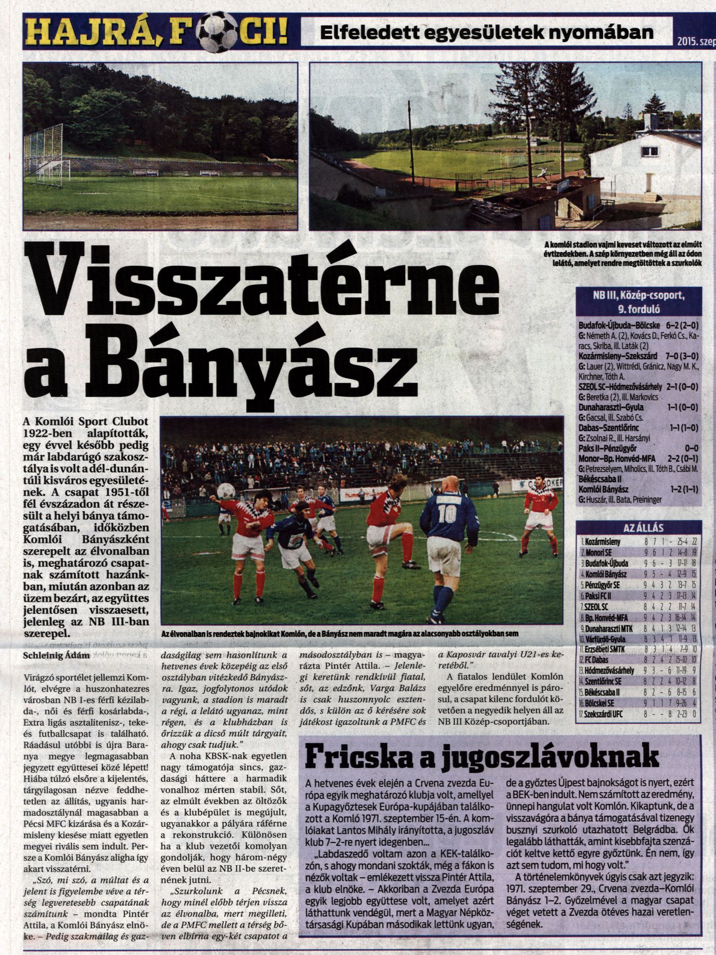 Visszatérne a Bányász