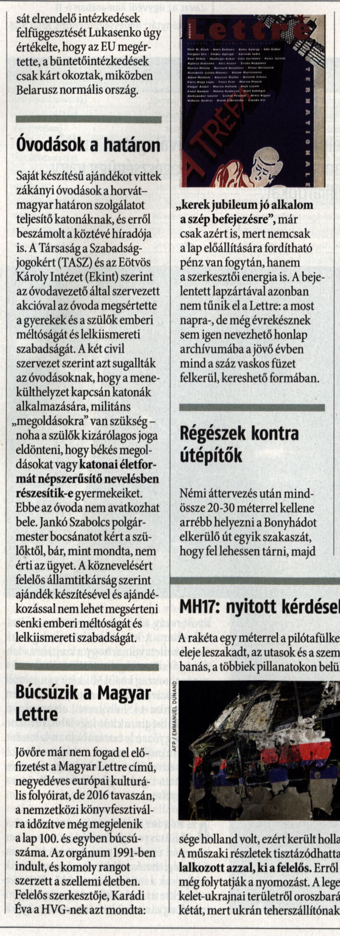 Búcsúzik a Magyar Lettre