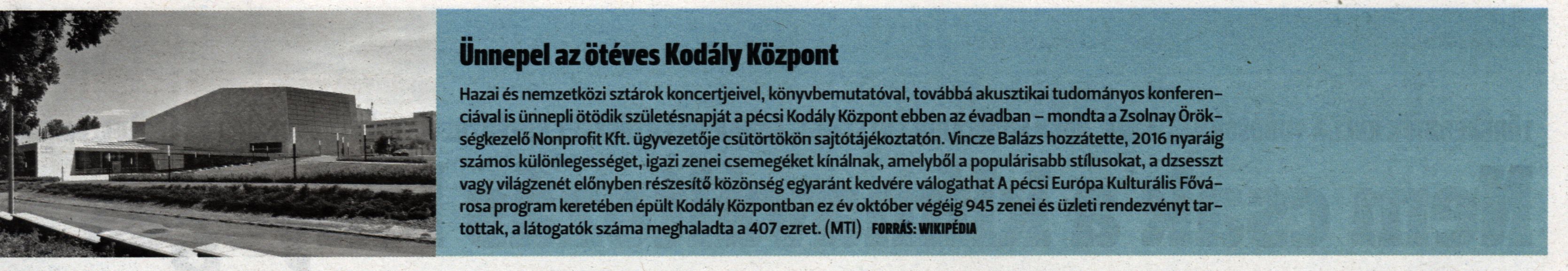 Ünnepel az ötéves Kodály Központ
