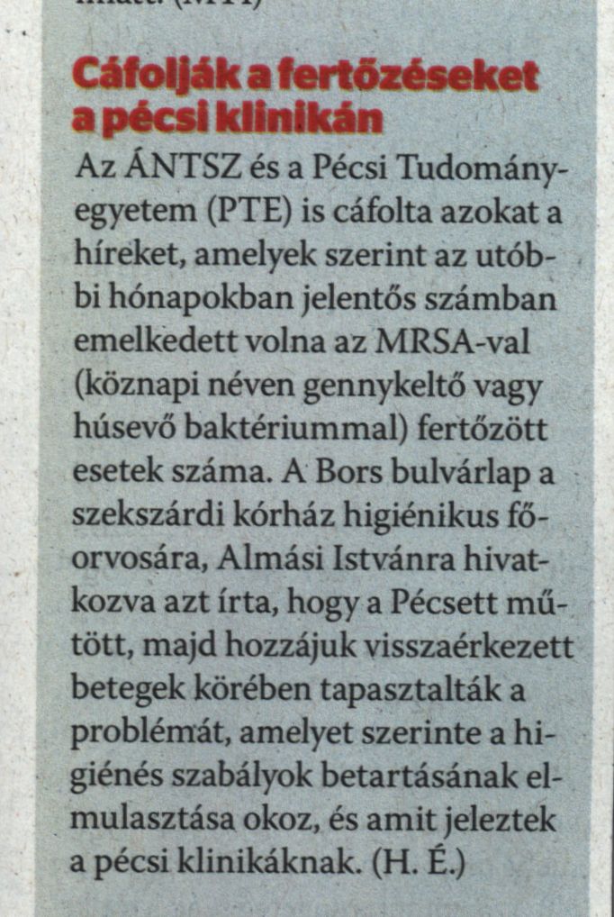 Cáfolják a fertőzéseket a pécsi klinikán
