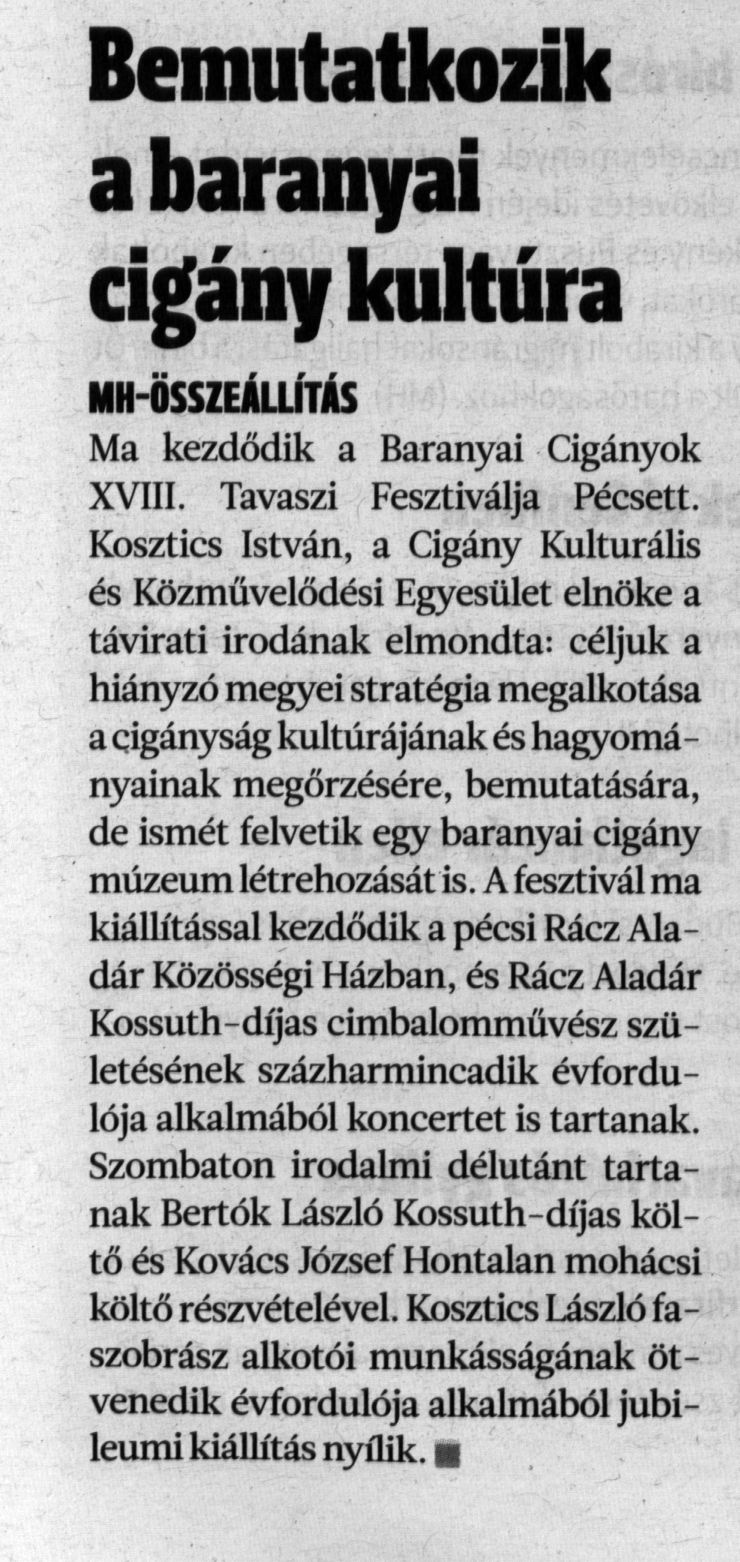 Bemutatkozik a baranyai cigány kultúra