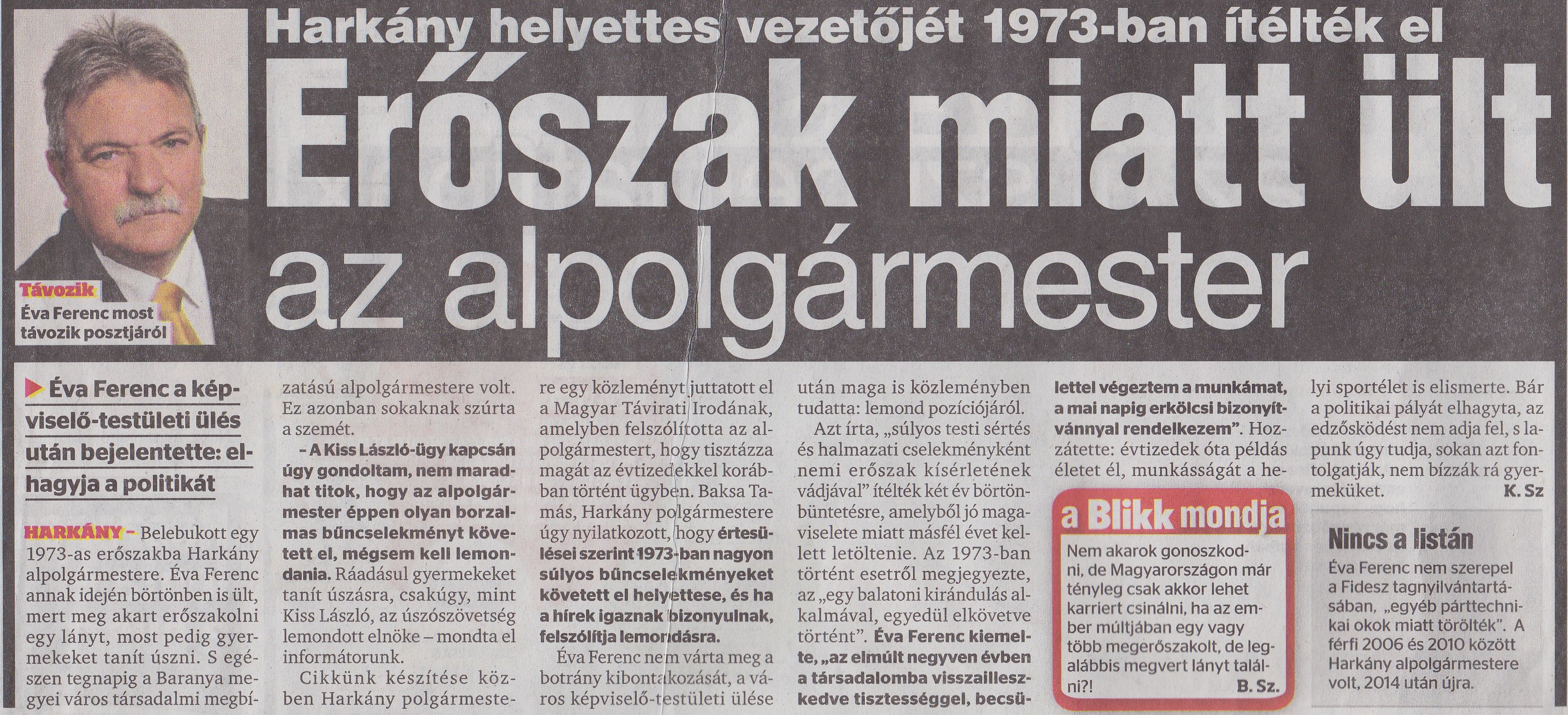 Erőszak miatt ült az alpolgármester Harkány helyettes vezetőjét 1973-ban ítélték el