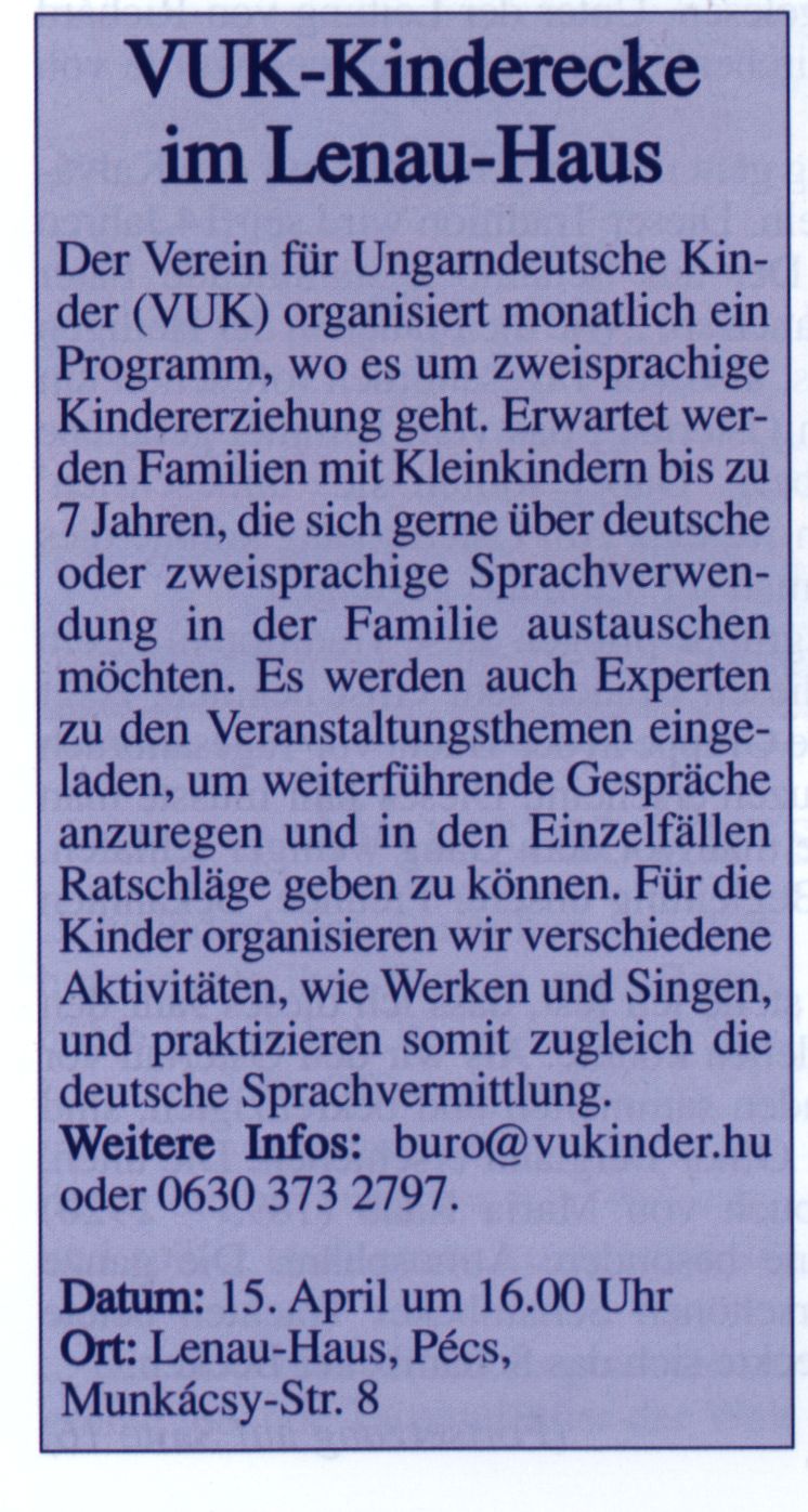 VUK-Kinderecke im Lenau-Haus