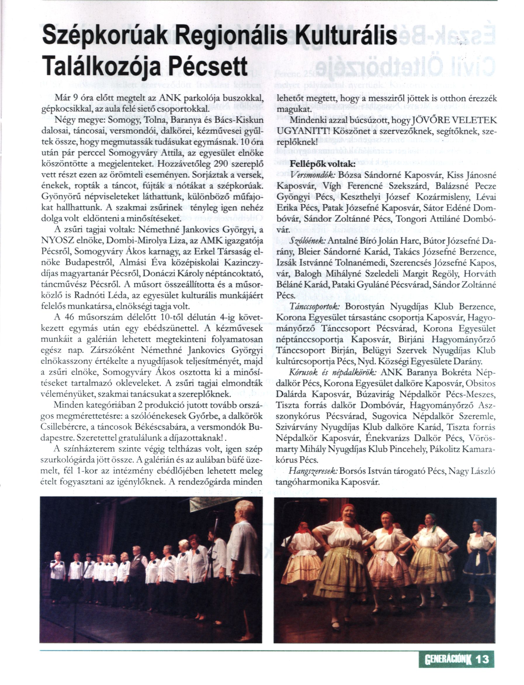 Szépkorúak Regionális Kulturális Találkozója Pécsett