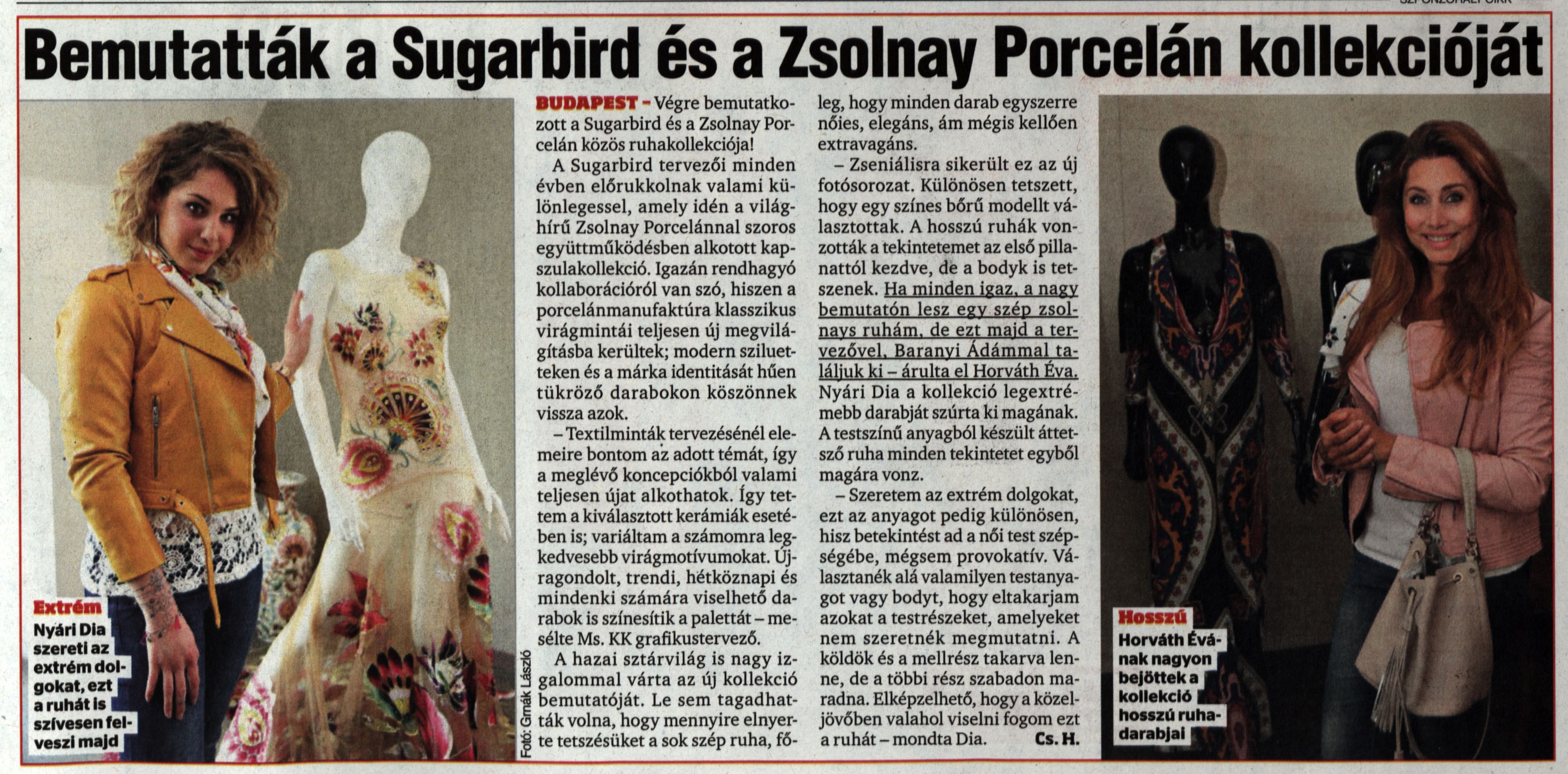 Bemutatták a Sugarbird és a Zsolnay Porcelán kollekcióját