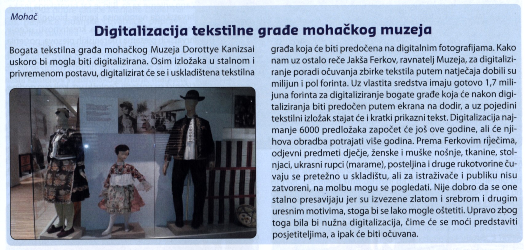 Digitalizacija tekstilne građe mohačkog muzeja