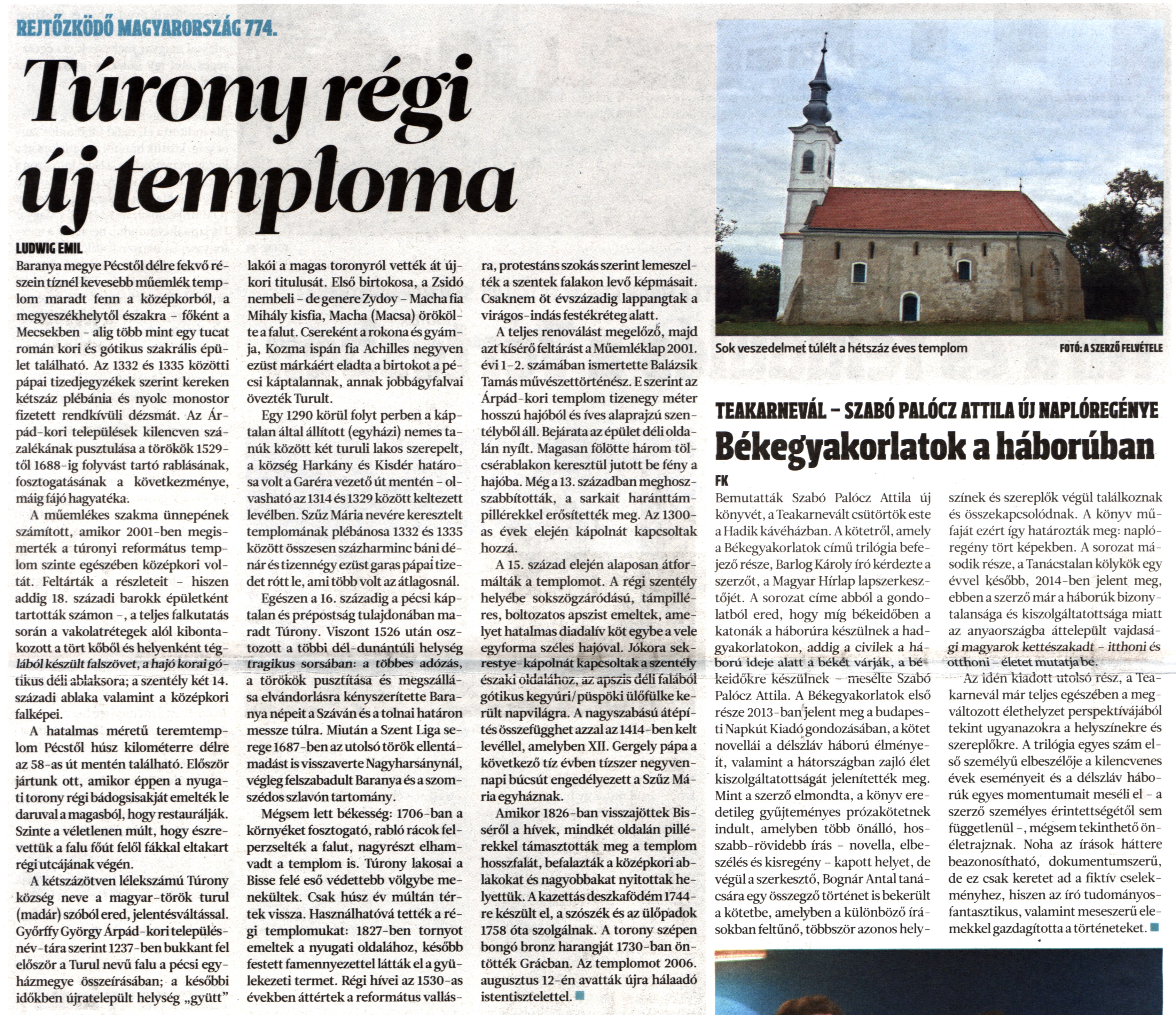 Túrony régi új temploma