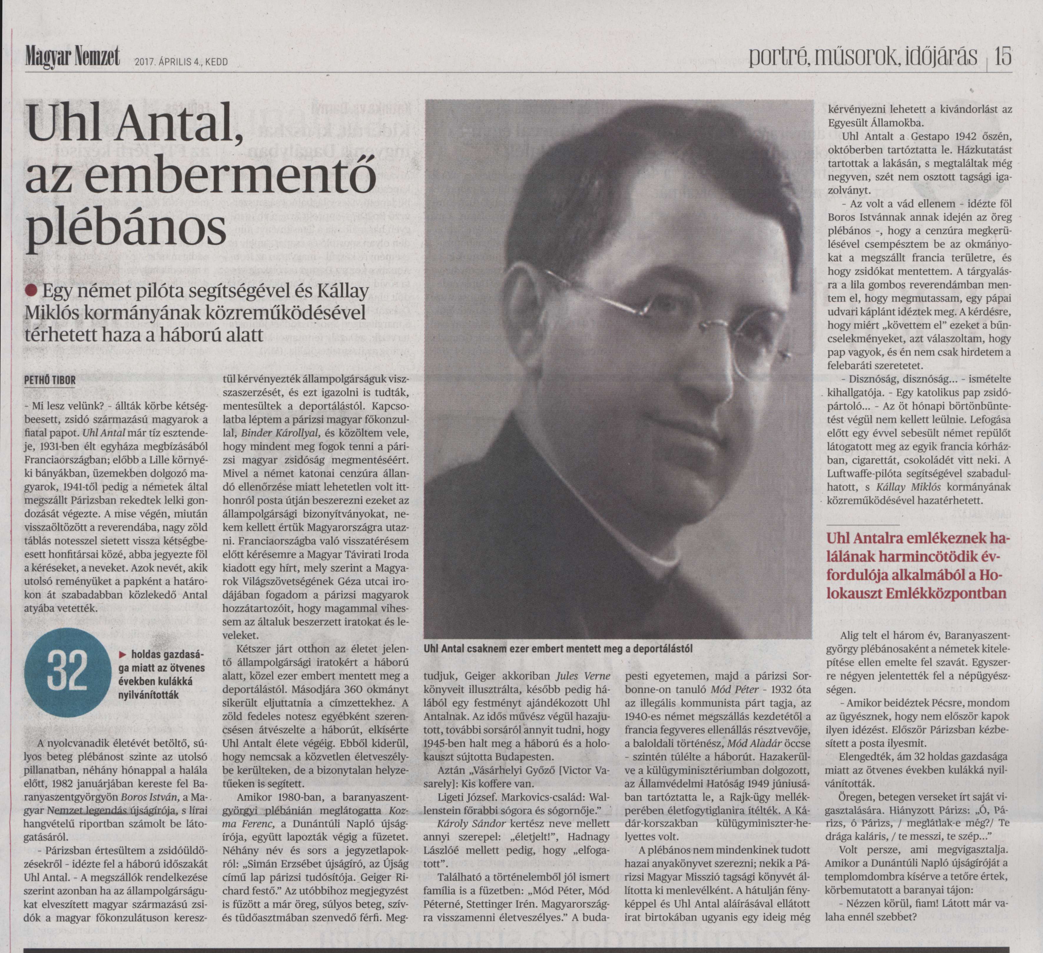 Uhl Antal, az embermentő plébános