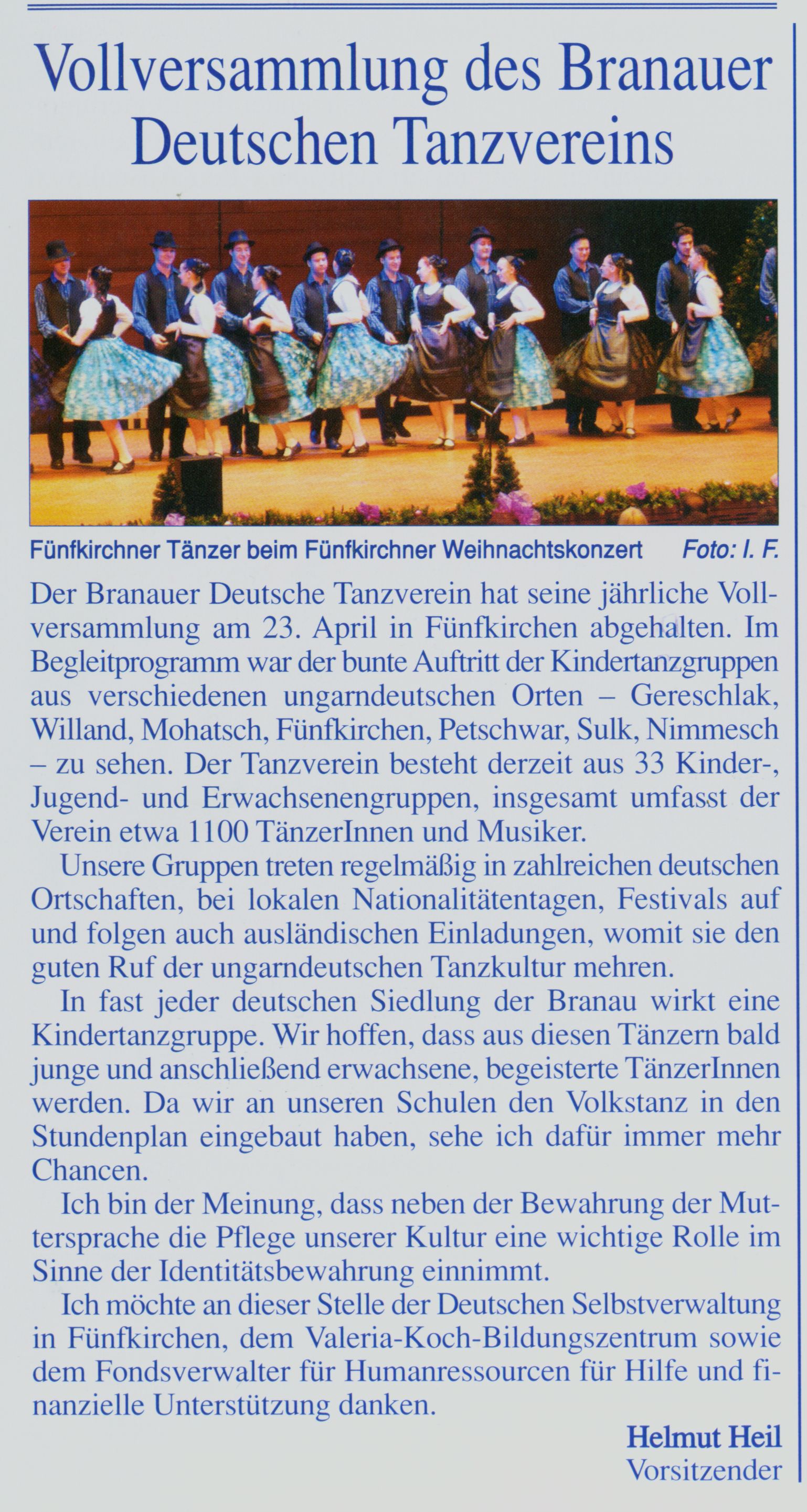 Vollversammlung des Branauer Deutschen Tanzvereins