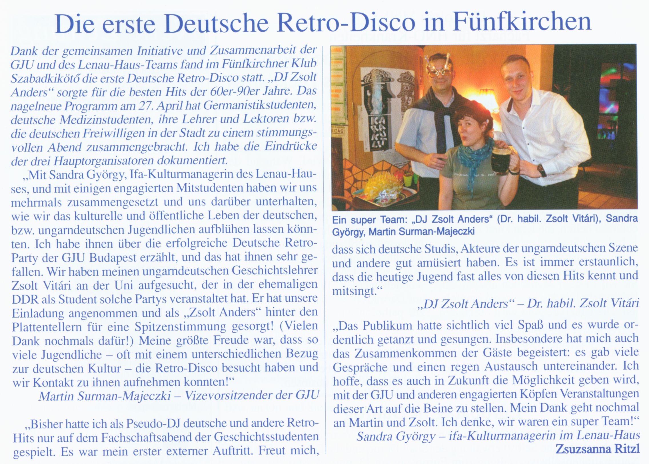 Die erste Deutsche Retro-Disco in Fünfkirchen