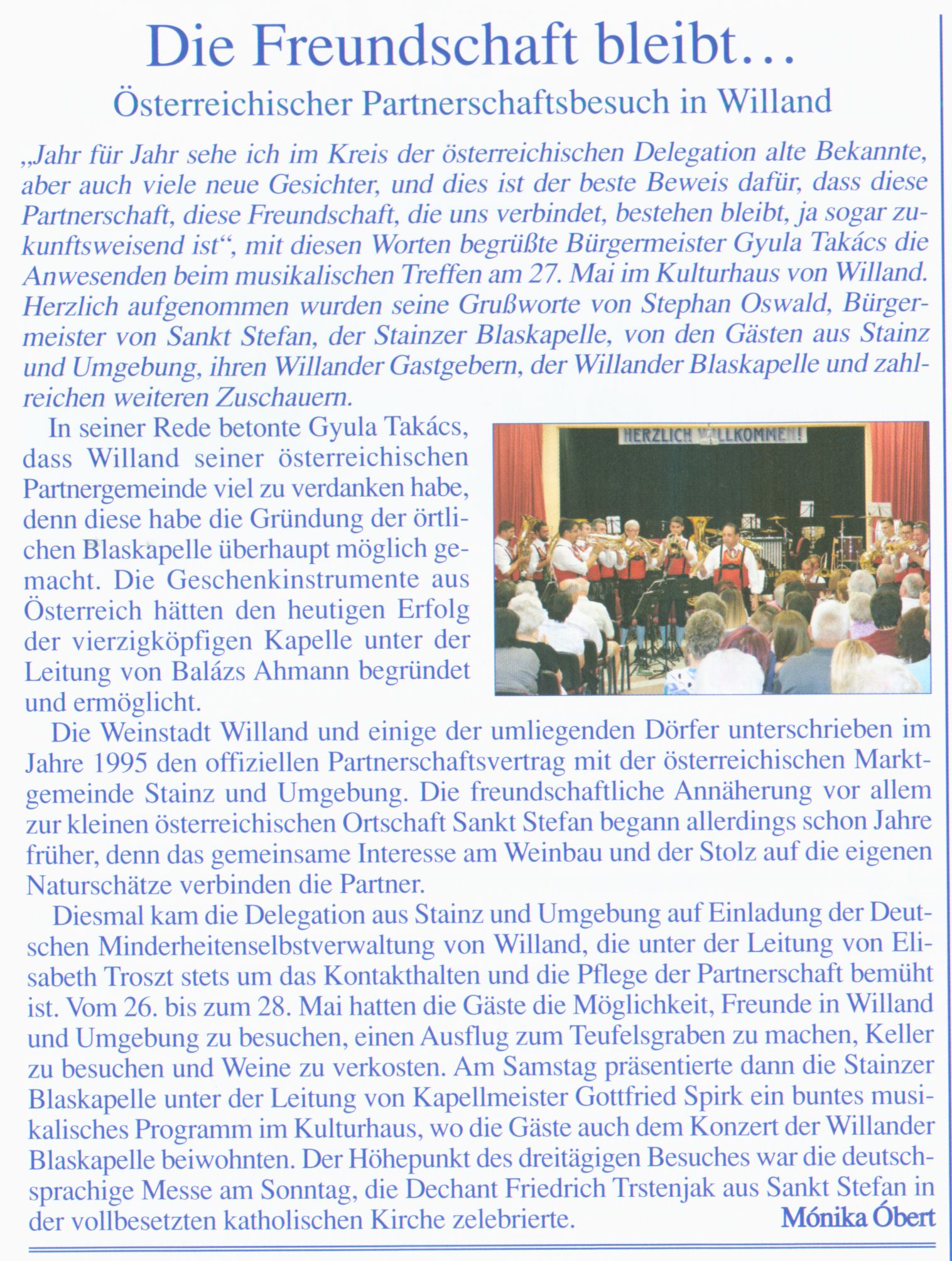 Die Freundschaft bleibt... Österreichischer Partnerschaftsbesuch in Willand