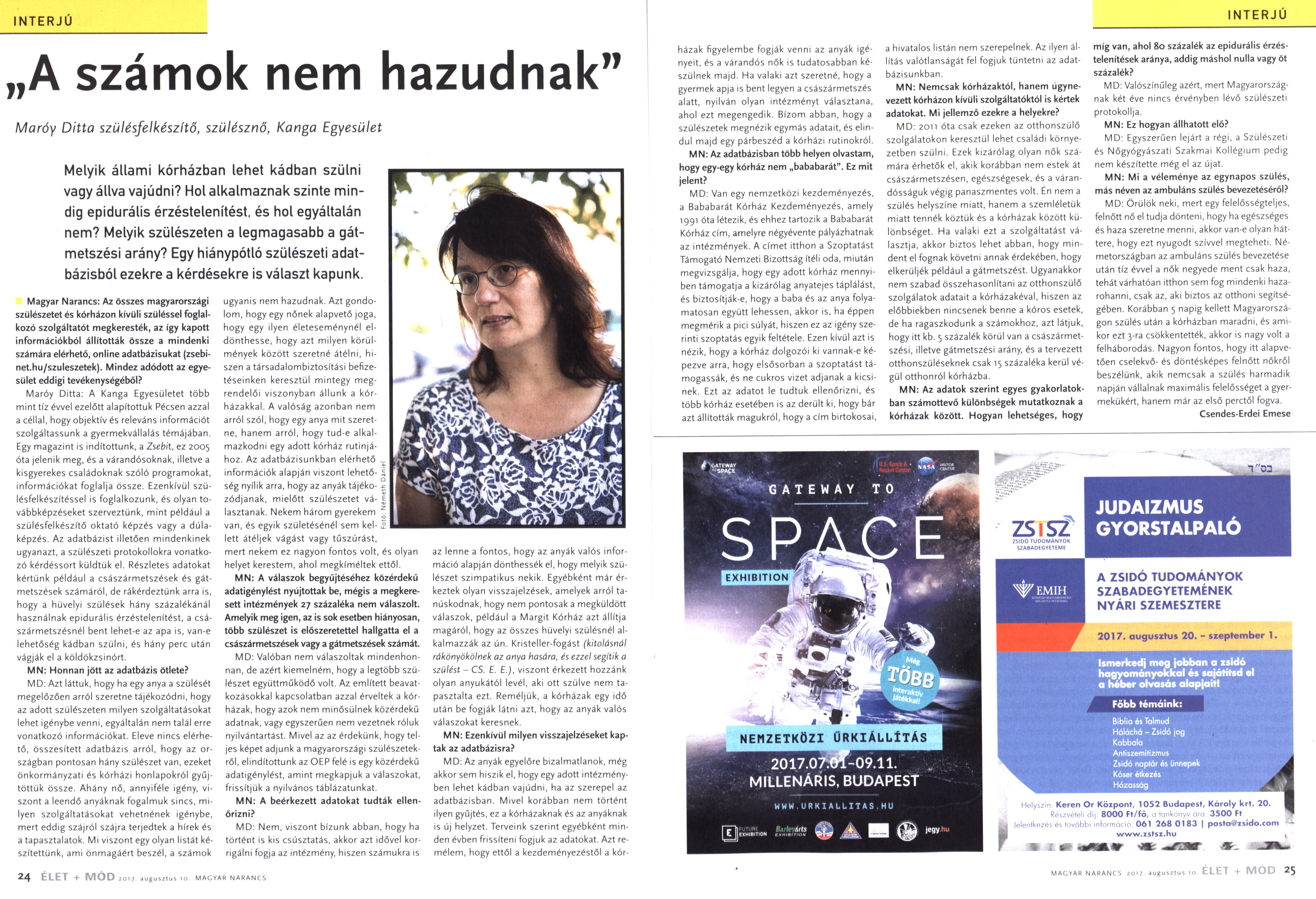 "A számok nem hazudnak" Maróy Ditta szülésfelkészítő, Kanga Egyesület