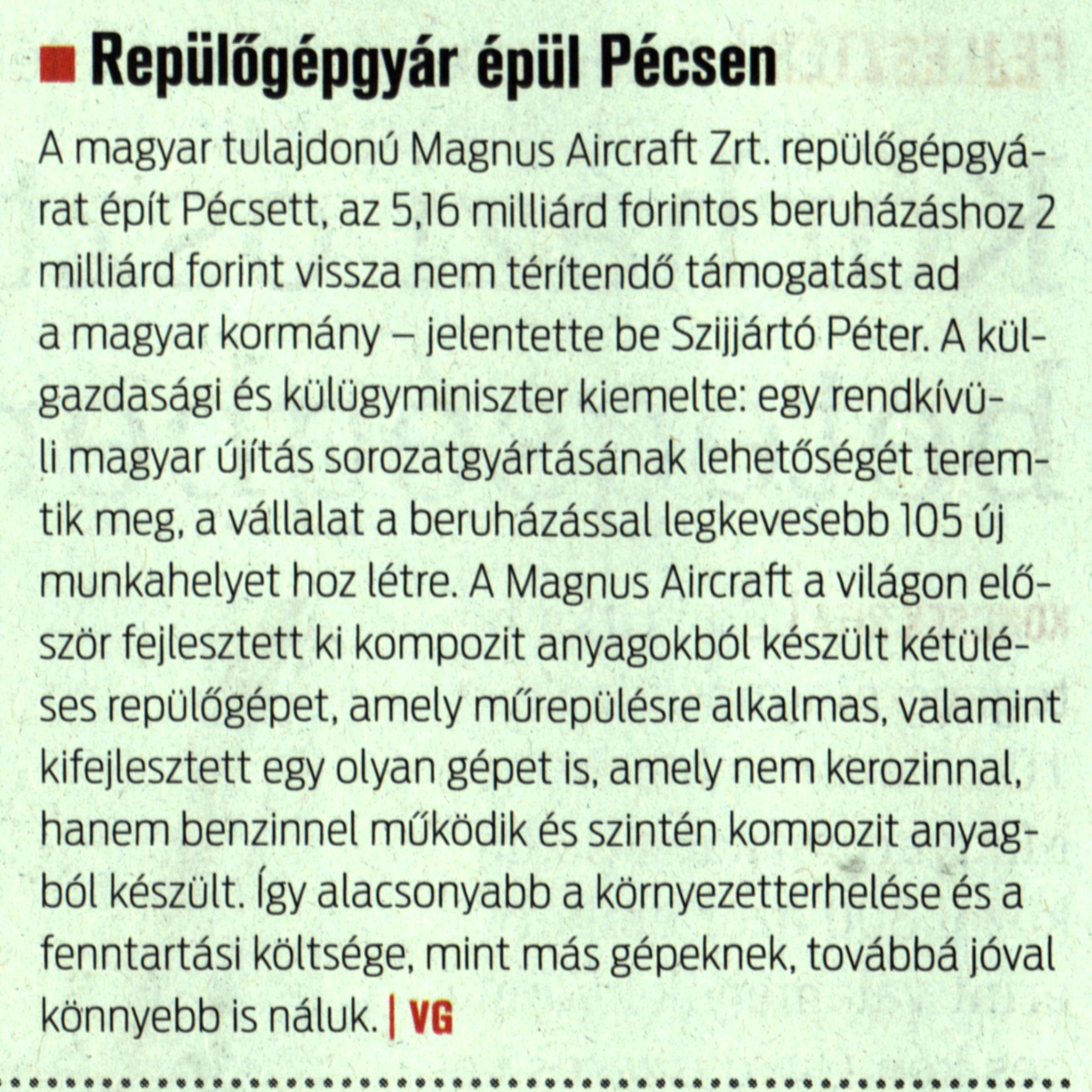 Repülőgépgyár épül Pécsett