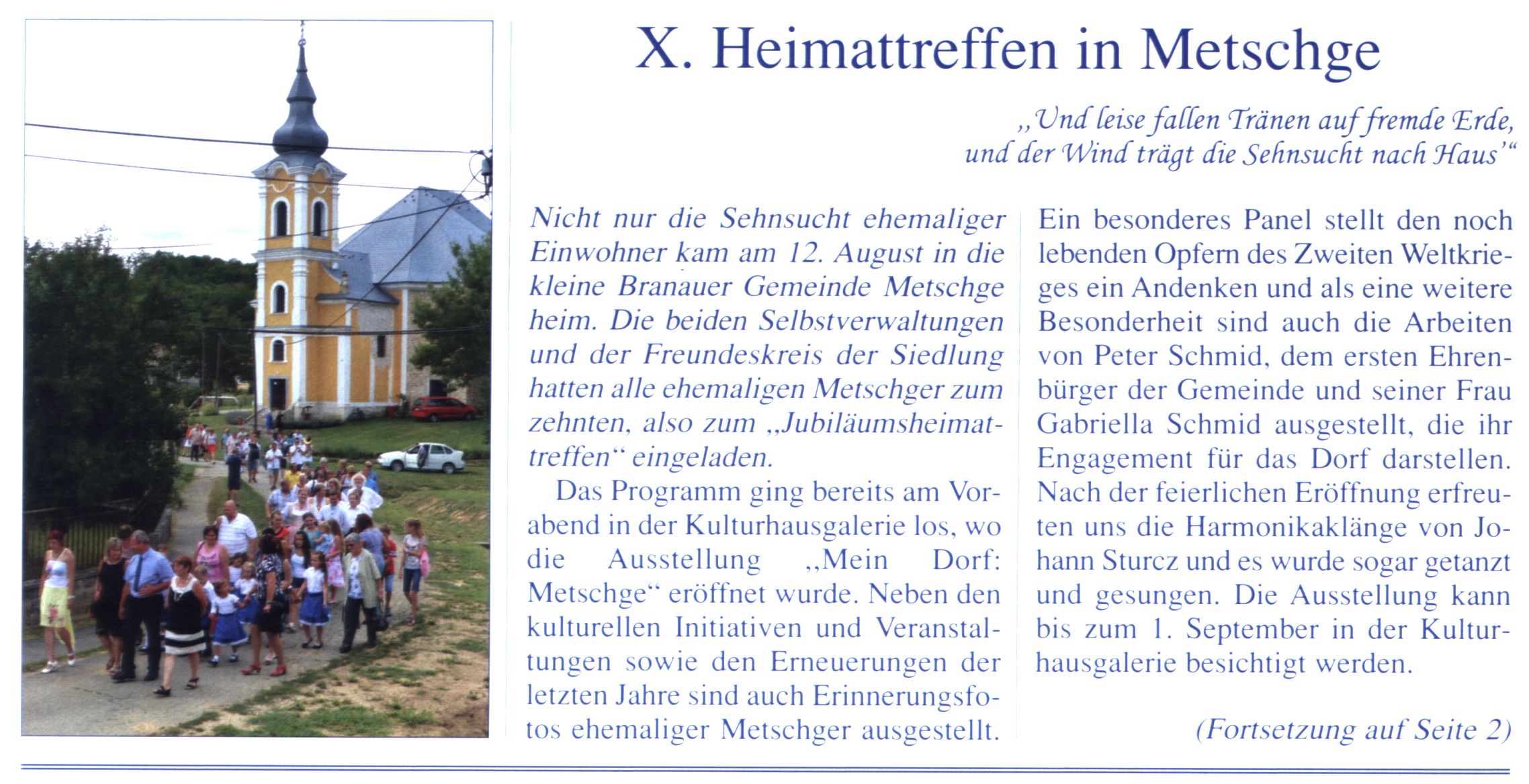 X. Heimattreffen in Metschge
