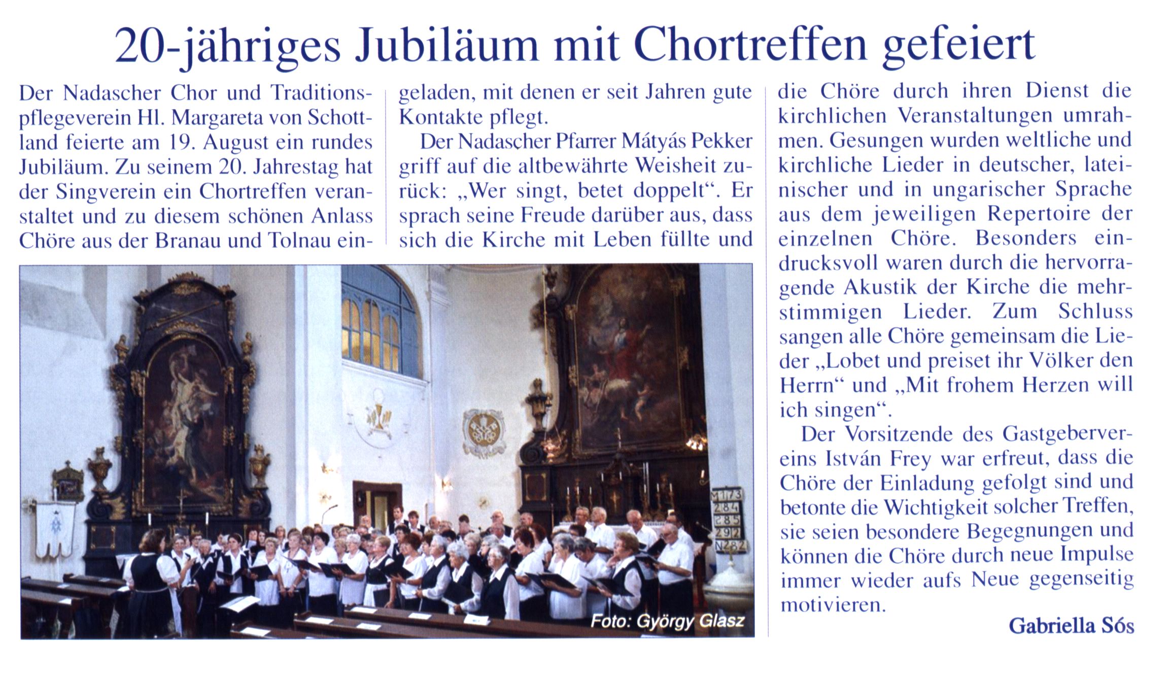 20-jähriges Jubiläum mit Chortreffen gefeiert