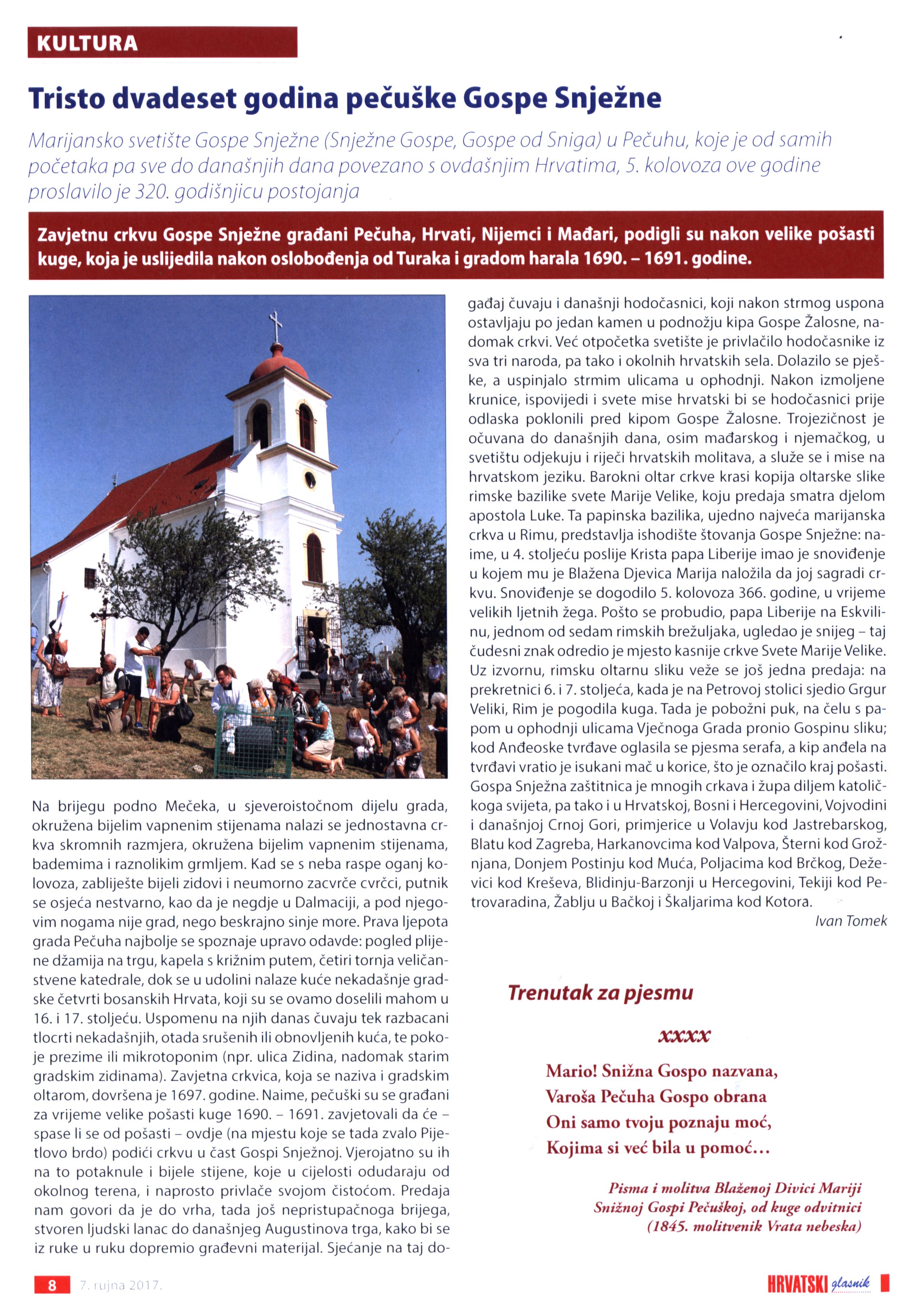 Tristo dvadeset godina pečuške Gospe Snježne