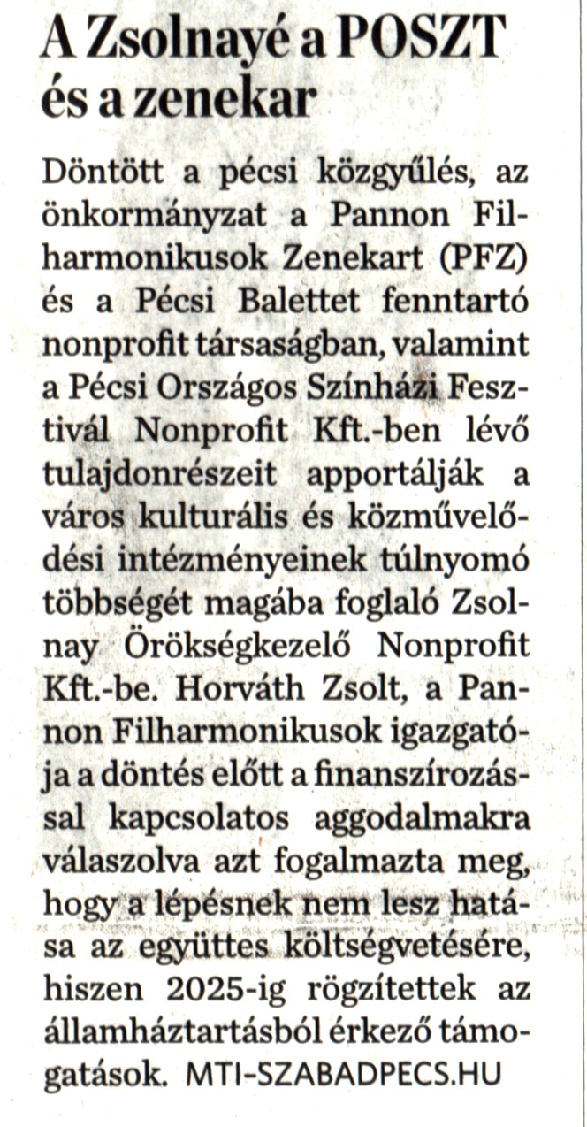 A Zsolnayé a POSZT és a zenekar