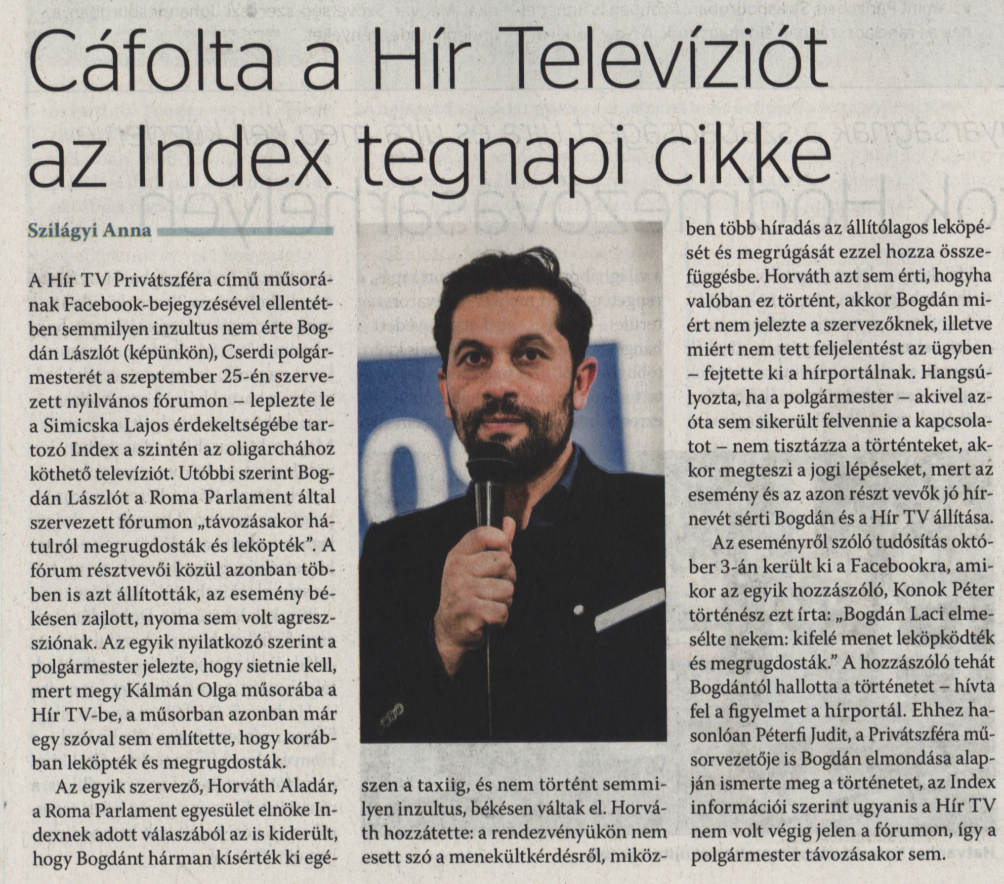Cáfolta a Hír Televíziót az Index tegnapi cikke
