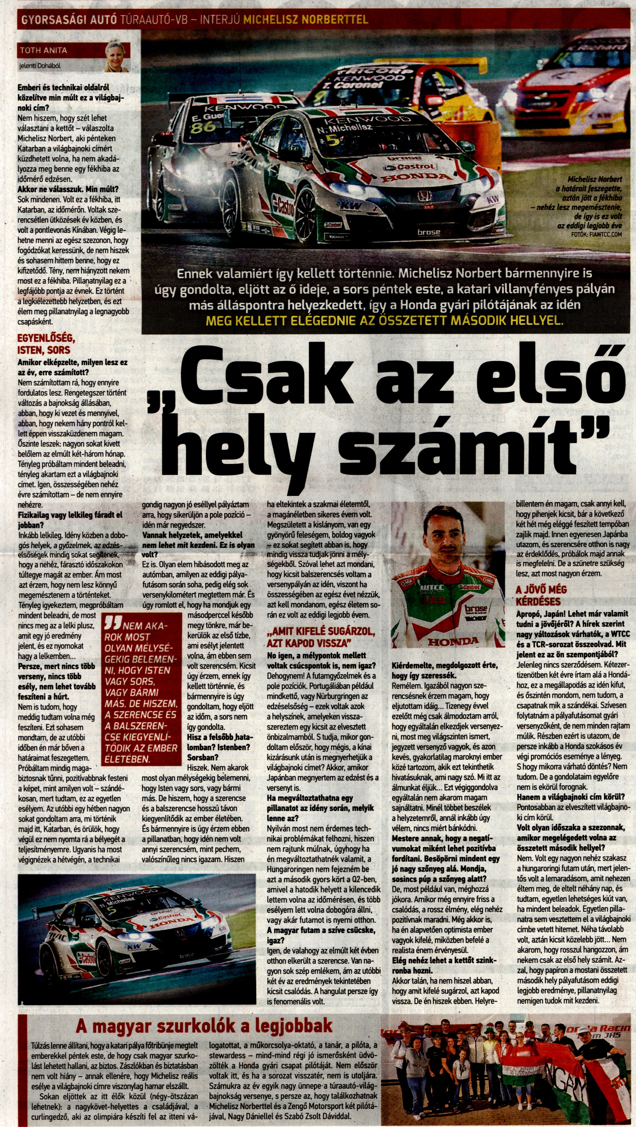"Csak az első hely számít"