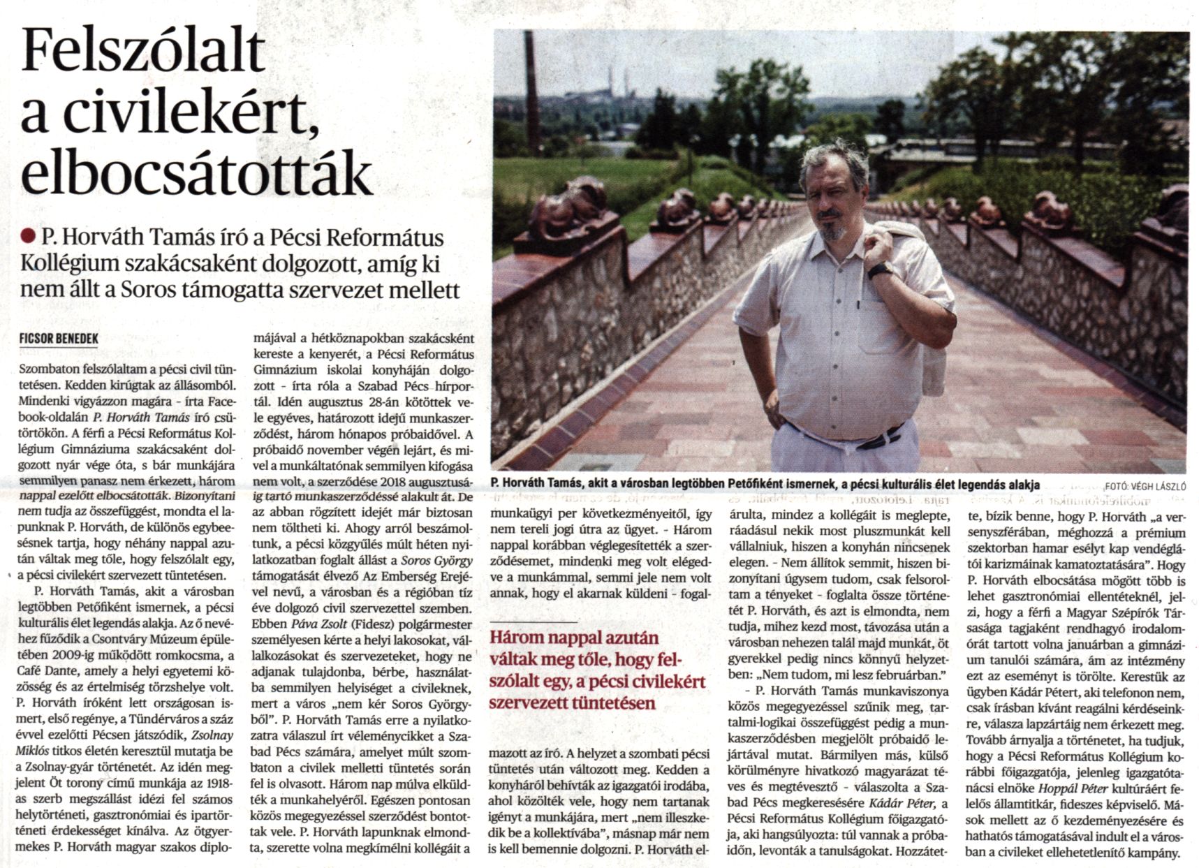 Felszólalt a civilekért, elbocsátották