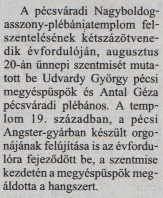 A pécsváradi Nagyboldogasszony-plébániatemplom