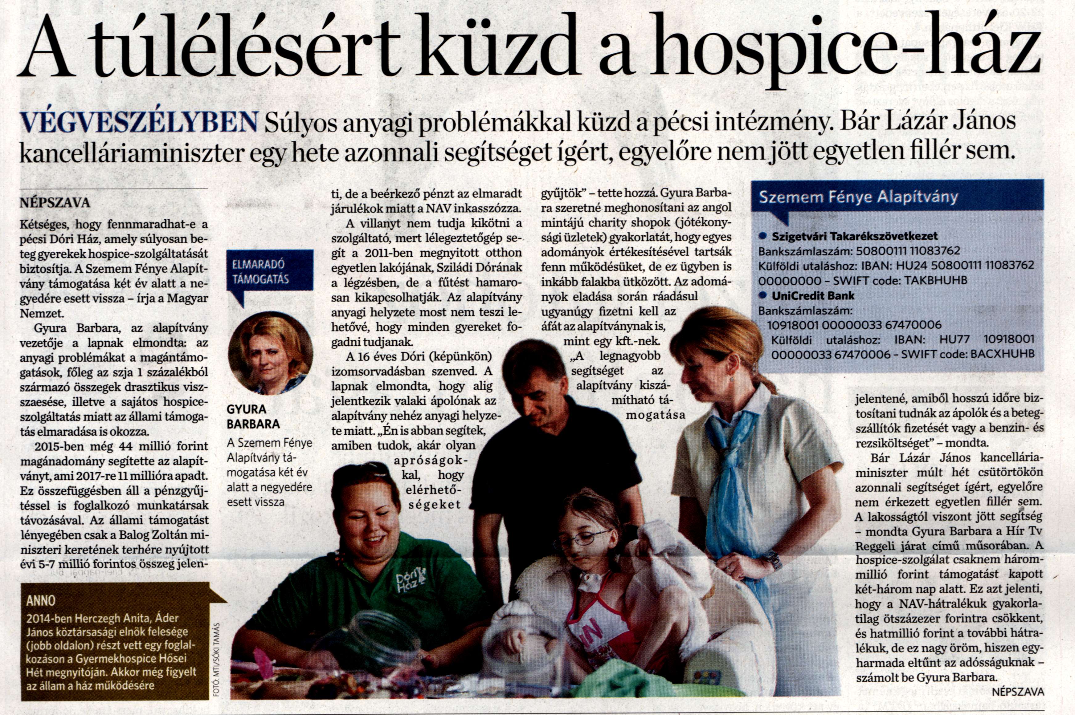 A túlélésért küzd a hospice-ház