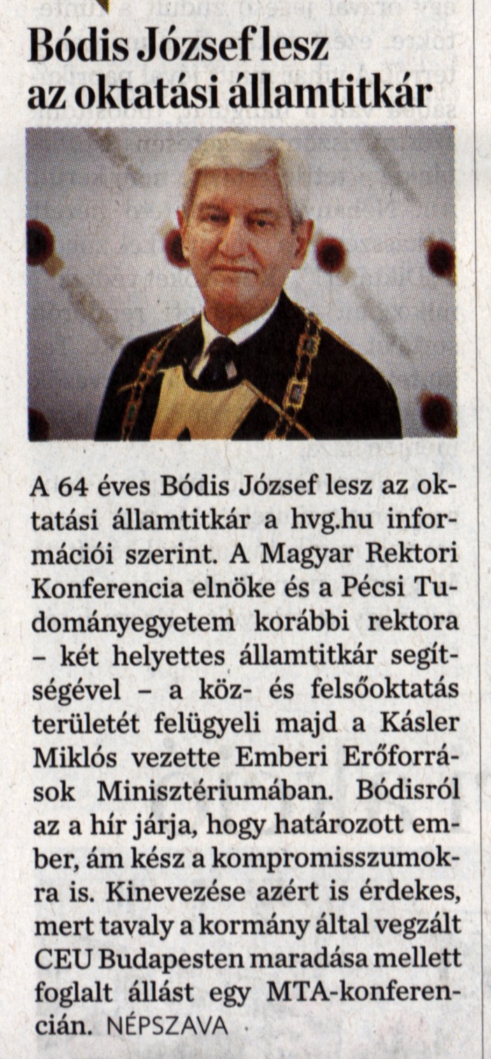 Bódis József lesz az oktatási államtitkár
