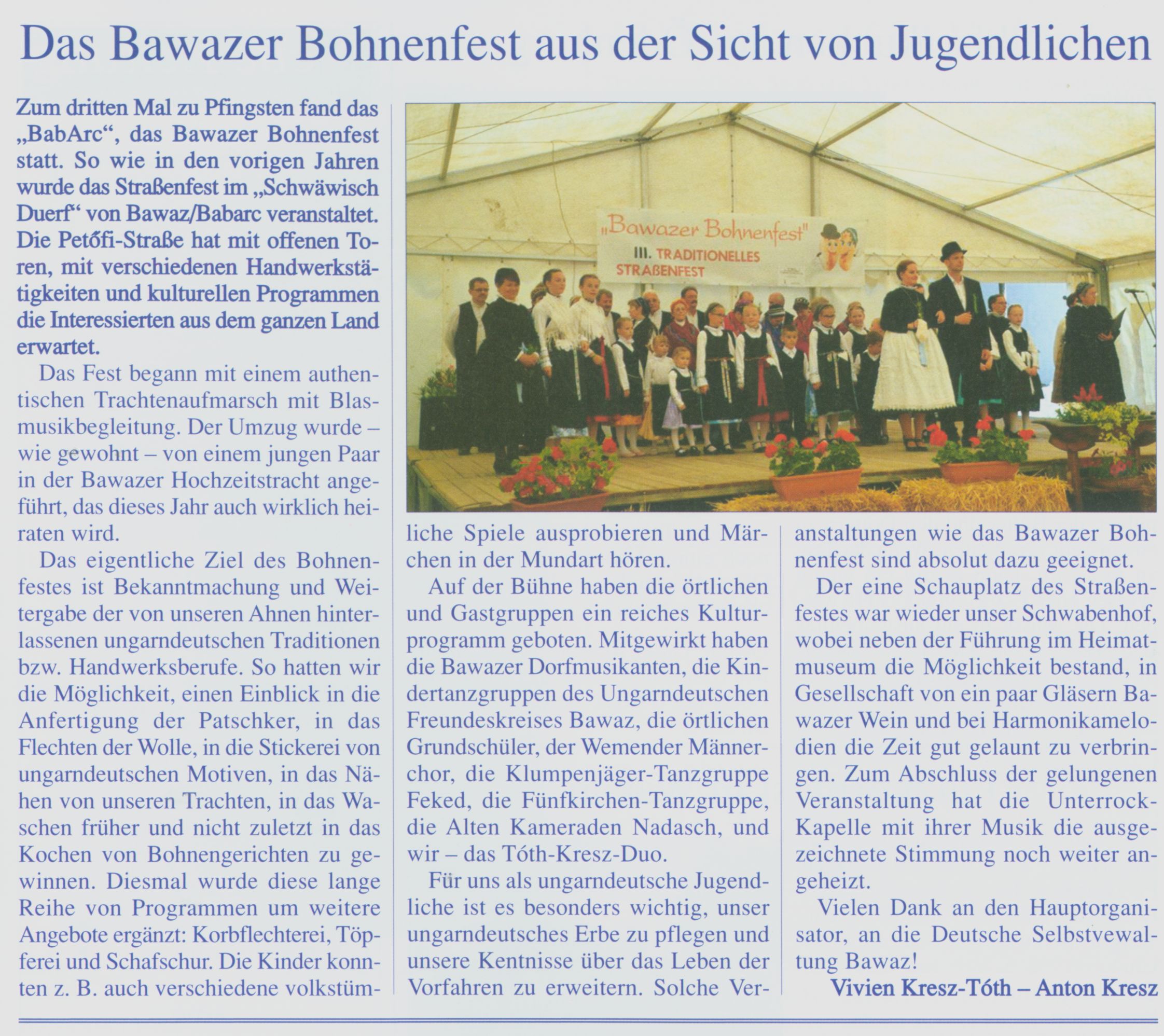 Das Bawazer Bohnenfest aus der Sicht von Jugendlichen