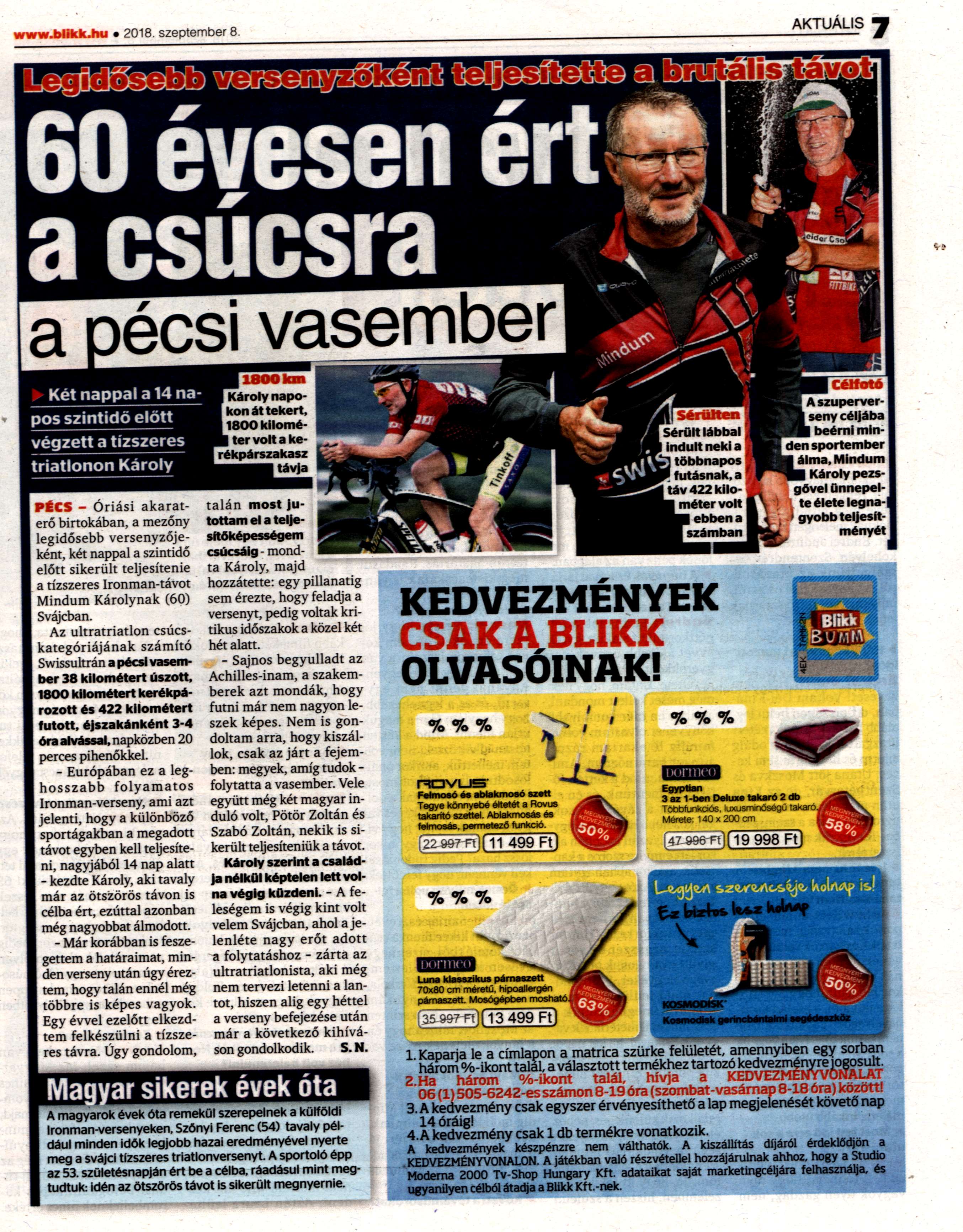 60 évesen ért a csúcsra a pécsi vasember