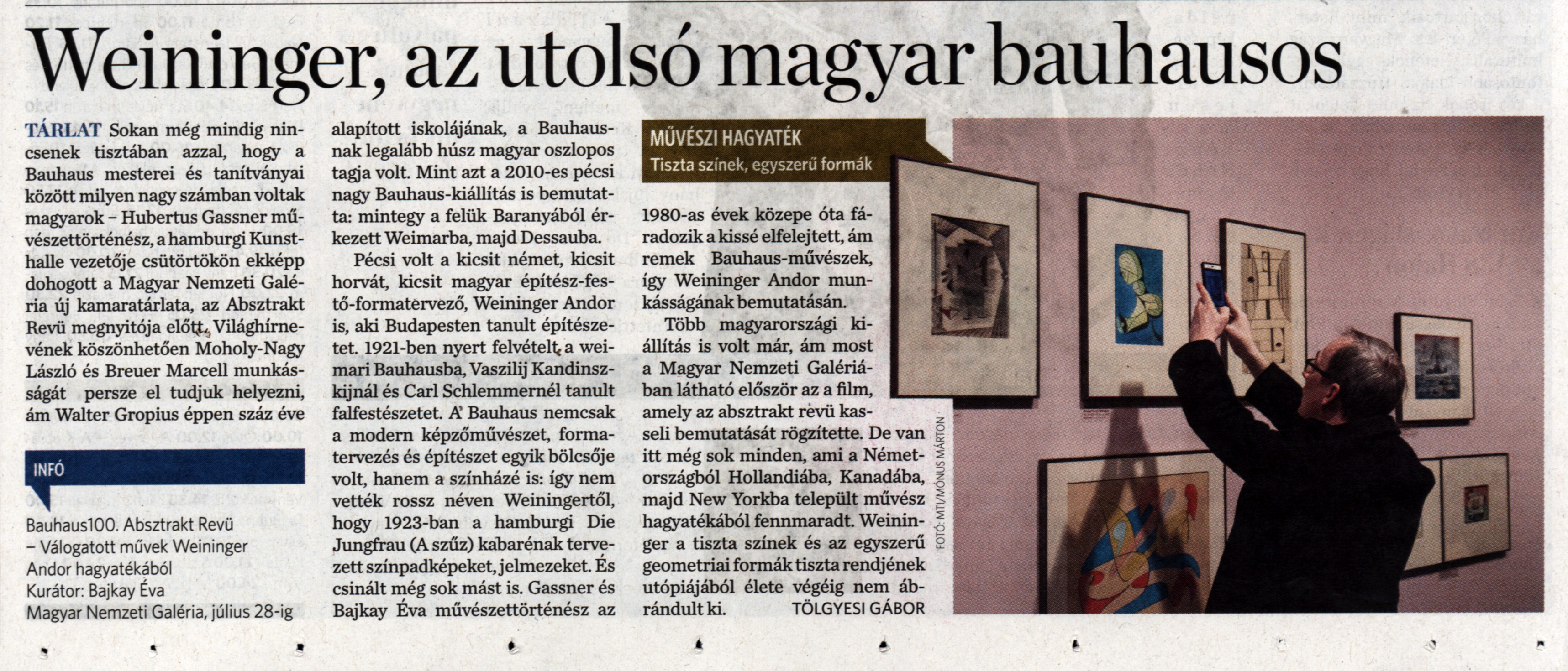 Weininger, az utolsó magyar bauhausos