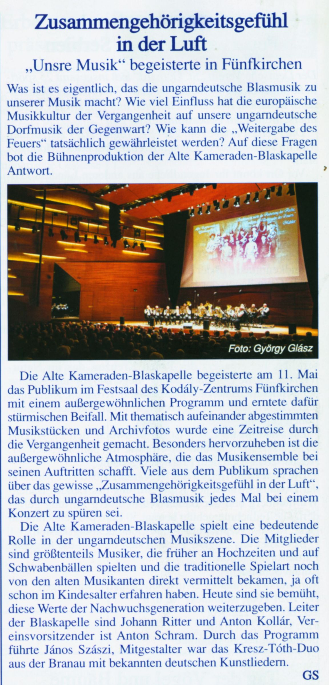 Zusammengehörigkeitgefühl in der Luft "Unsere Musik" begeisterte in Fünfkirchen