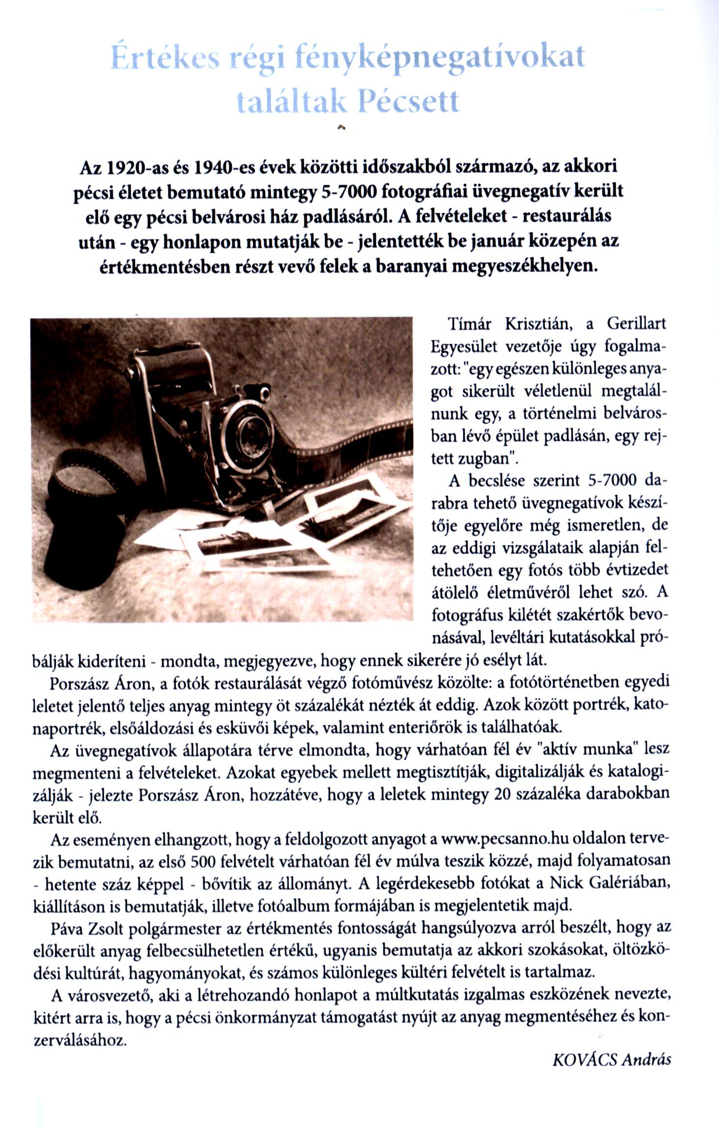 Értékes régi fényképnegatívokat találtak Pécsett