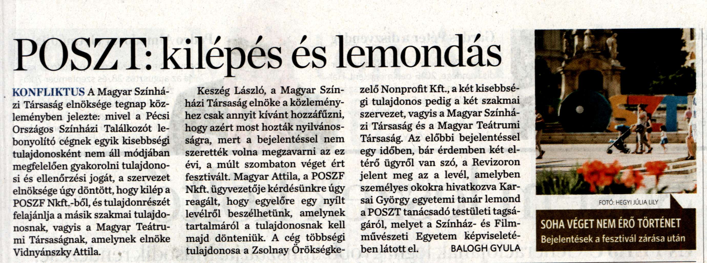 POSZT: kilépés és lemondás