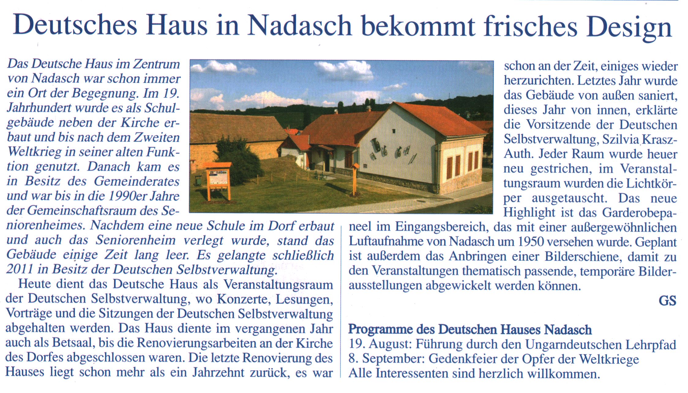 Deutsches Haus in Nadasch bekommt frisches Design