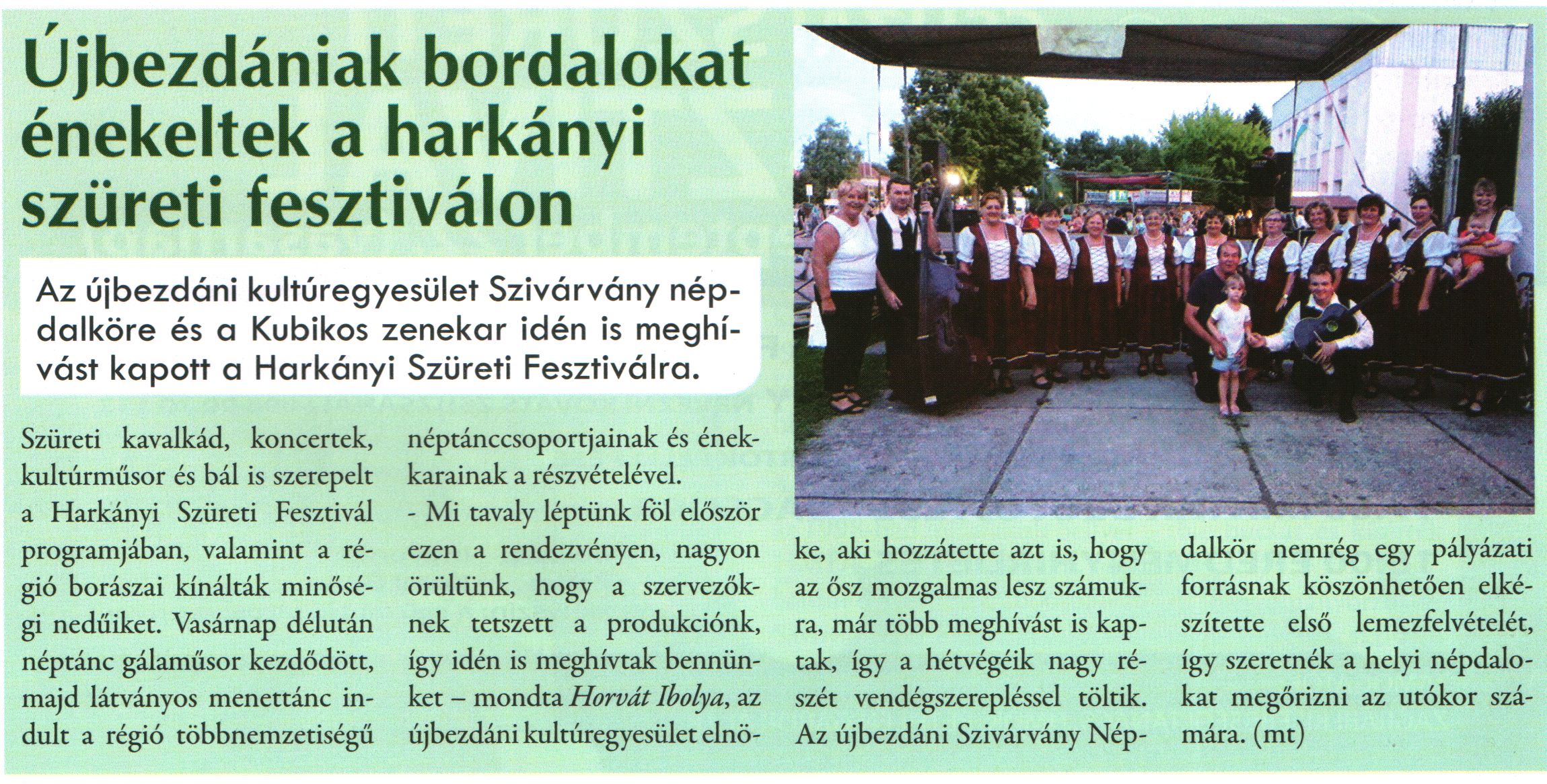 Újbezdániak bordalokat énekeltek a harkányi szüreti fesztiválon