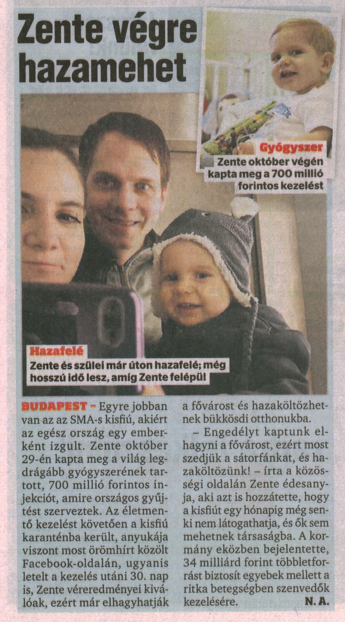 Zente végre hazamehet