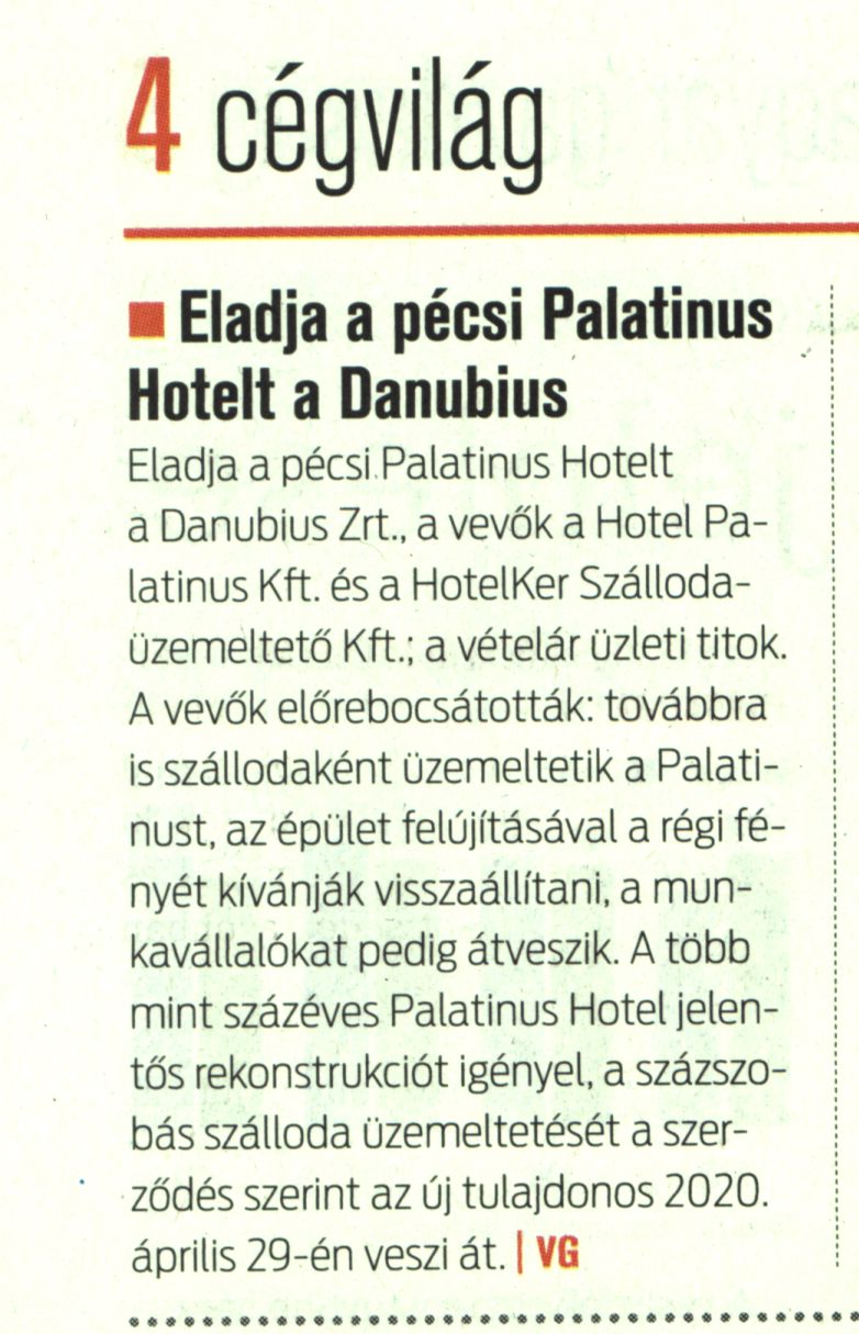 Eladja a pécsi Palatinus Hotelt a Danubius