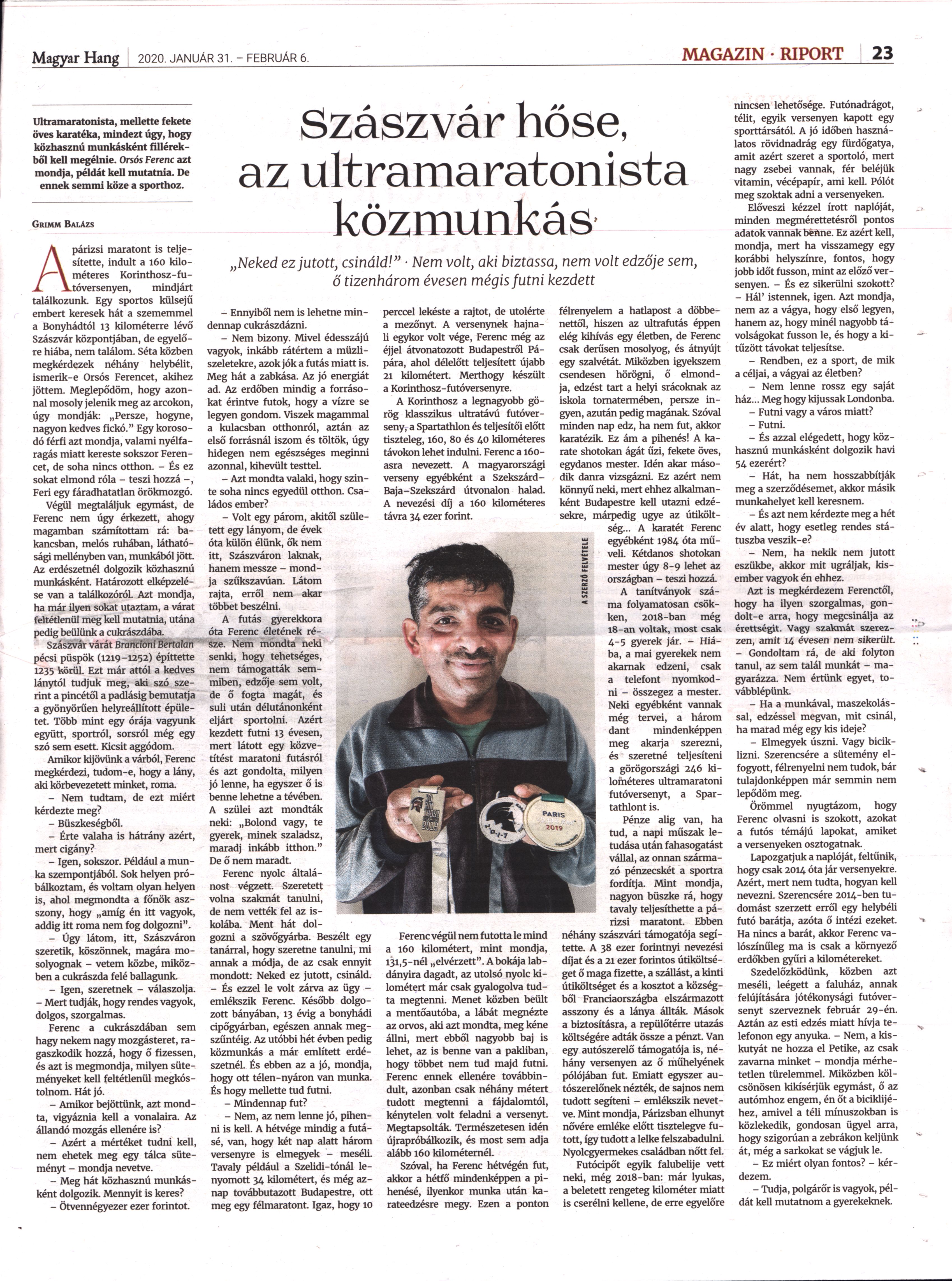 Szászvár hőse, az ultramaratonista közmunkás