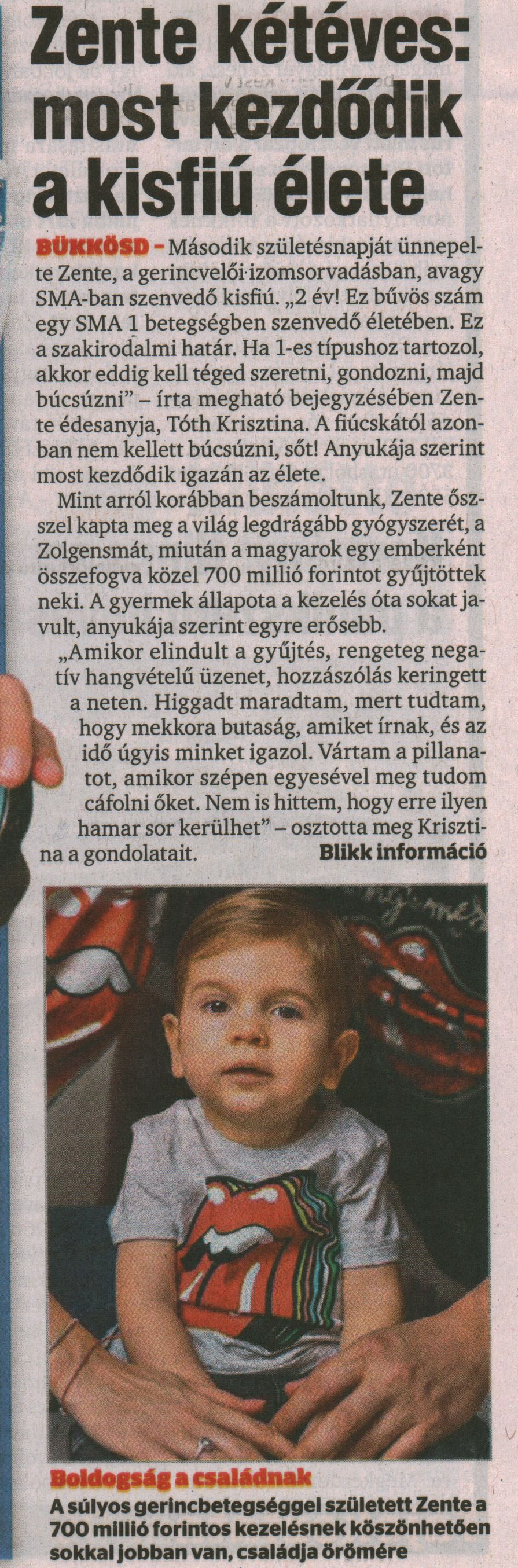 Zente kétéves: most kezdődik a kisfiú élete