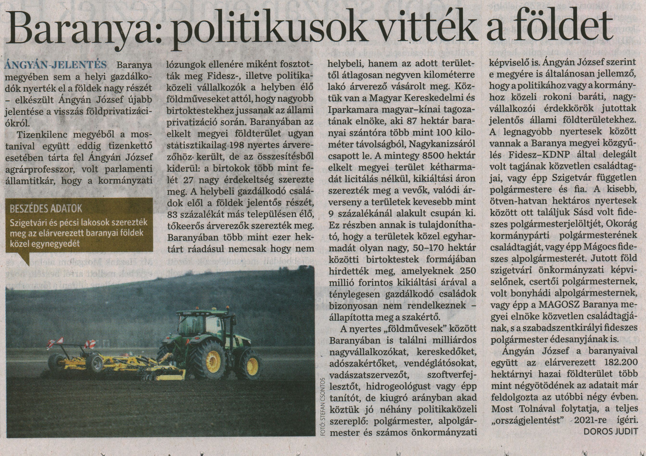 Baranya: politikusok vitték a földet