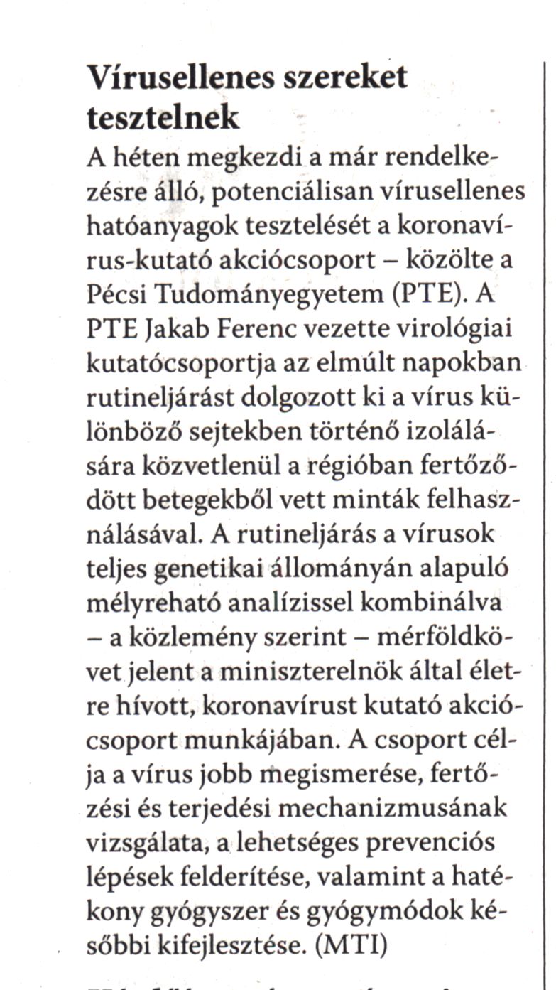 Vírusellenes szereket tesztelnek