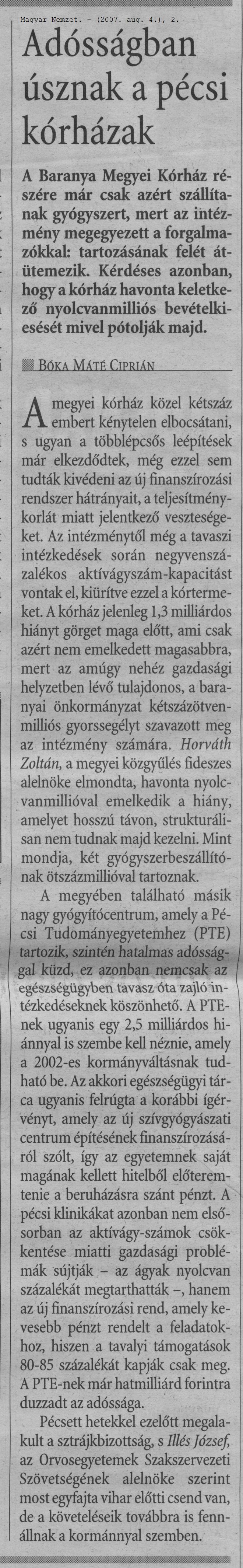 Adósságban úsznak a pécsi kórházak