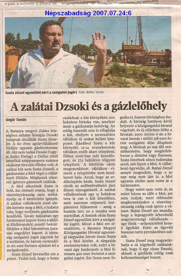 A zalátai Dzsoki és a gázlelőhely