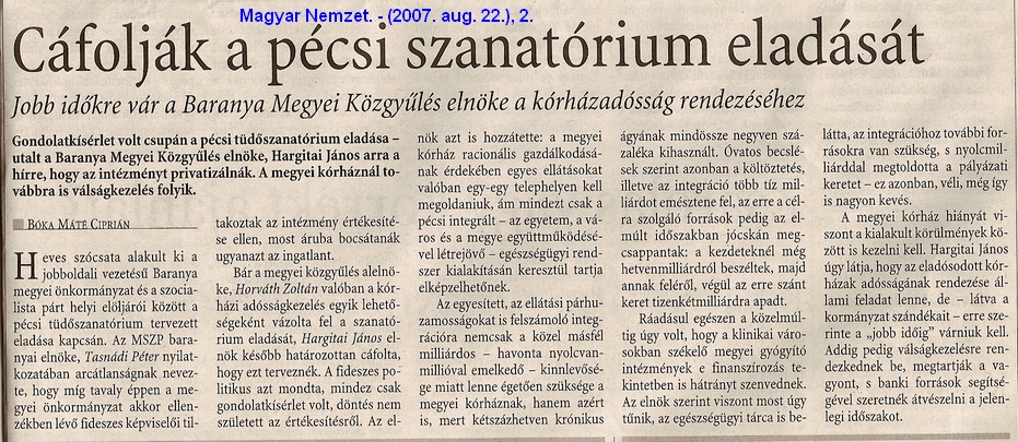 Cáfolják a pécsi szanatórium eladását