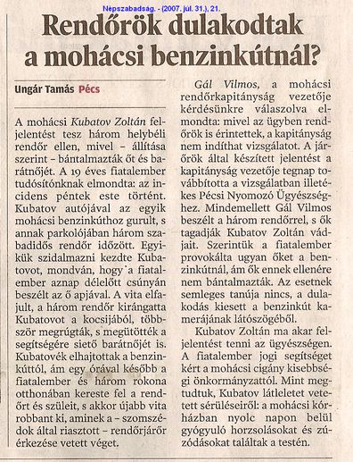 Rendőrök dulakodtak a mohácsi benzinkútnál?