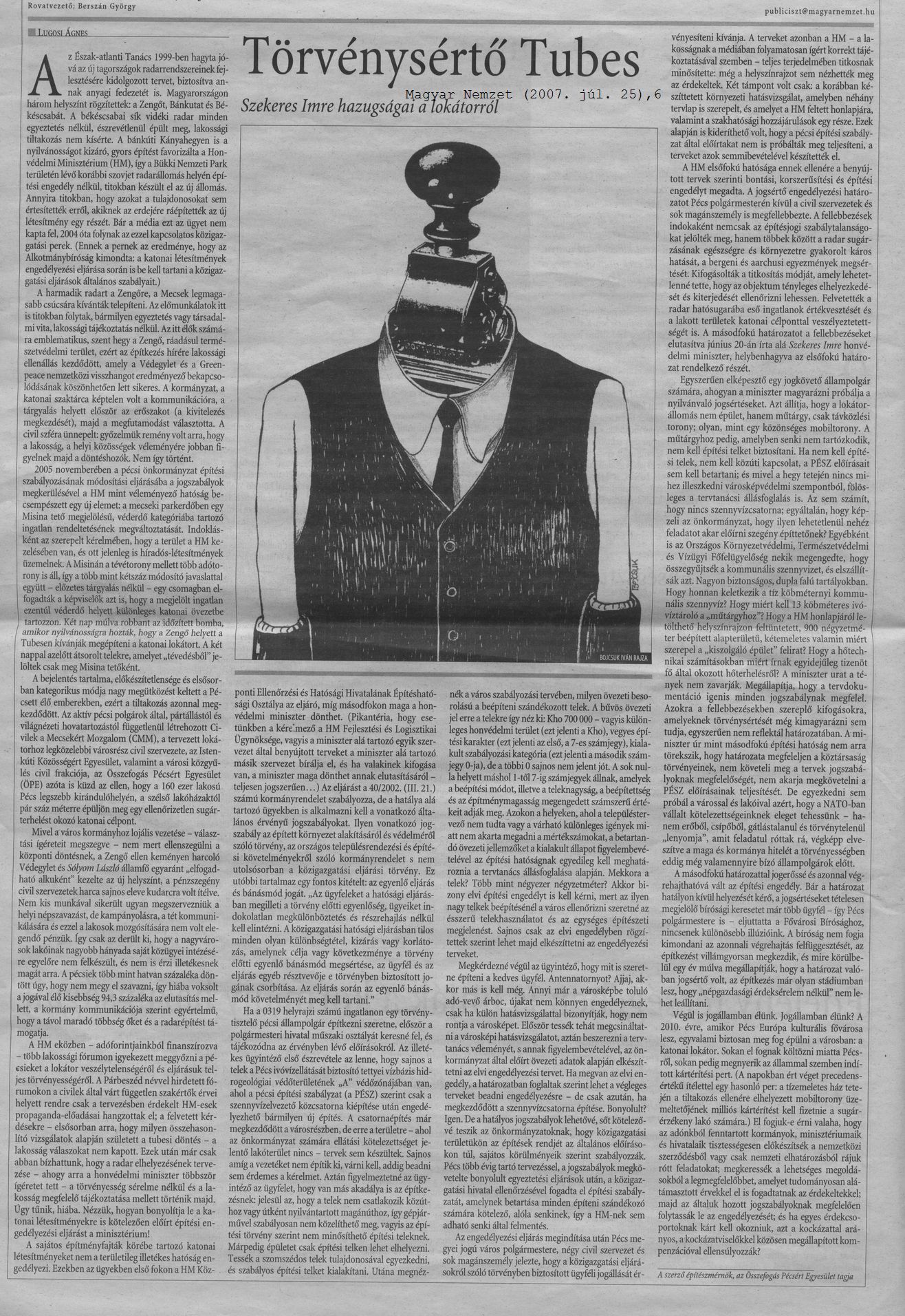 Törvénysértő Tubes Szekeres Imre hazugságai a lokátorról