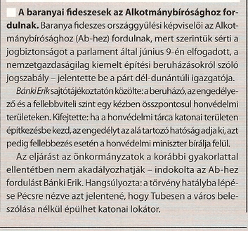 A baranyai fideszesek az Alkotmánybírósághoz fordulnak