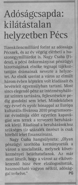 Adósságcsapda: kilátástalan helyzetben Pécs